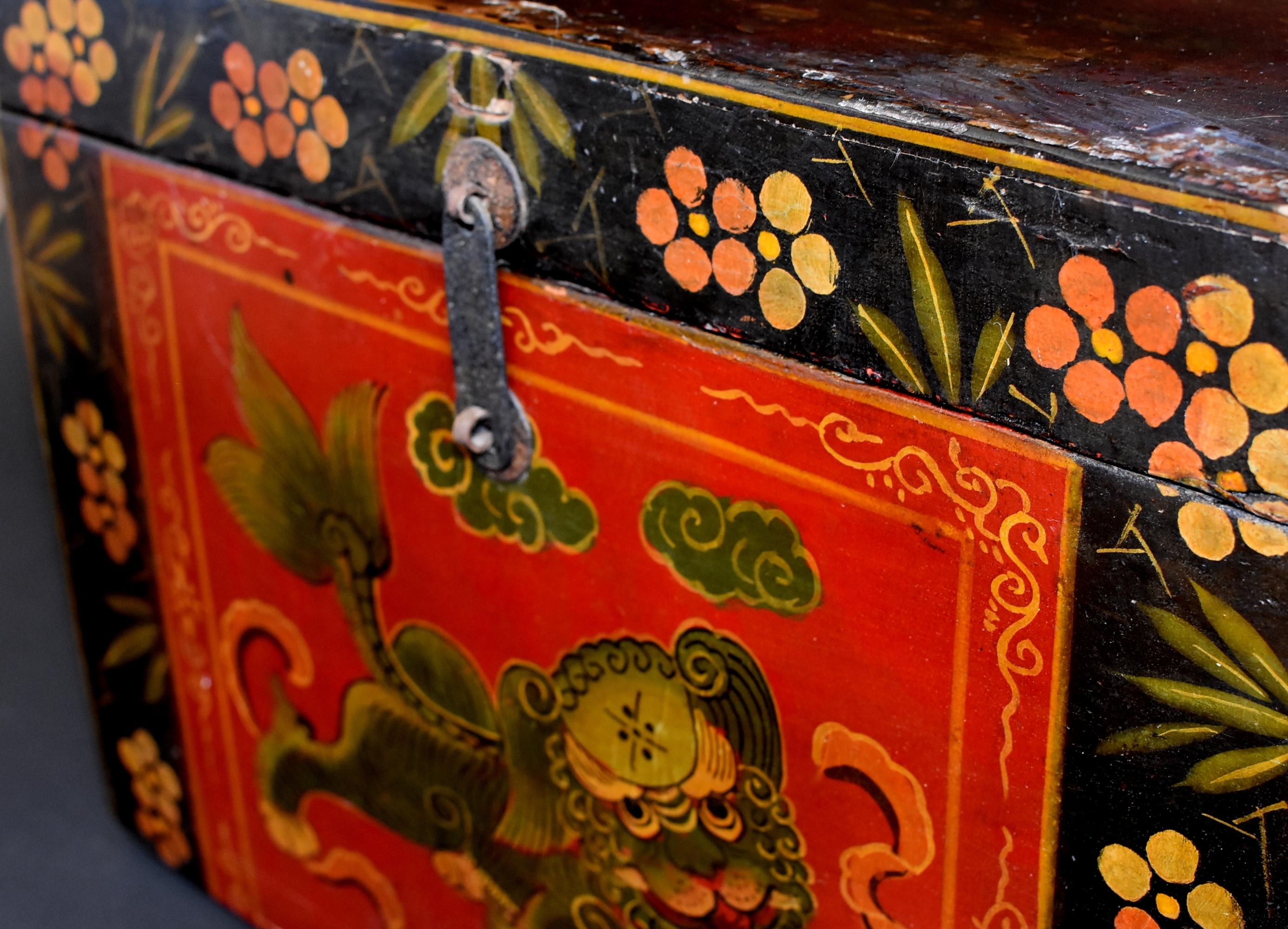Tibetan Foo Dog Box Hand Painted Box 5 6