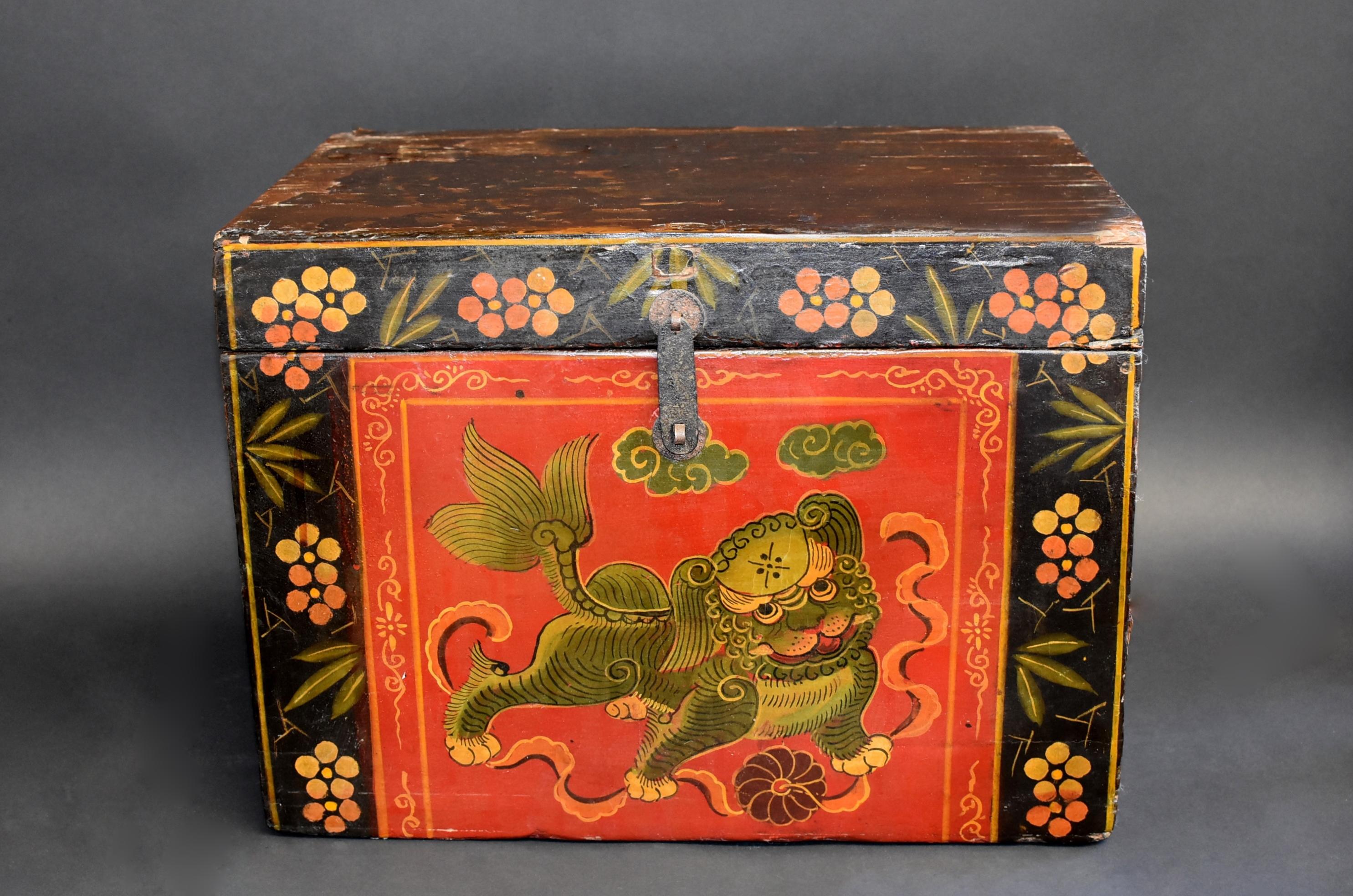 Tibetan Foo Dog Box Hand Painted Box 5 3