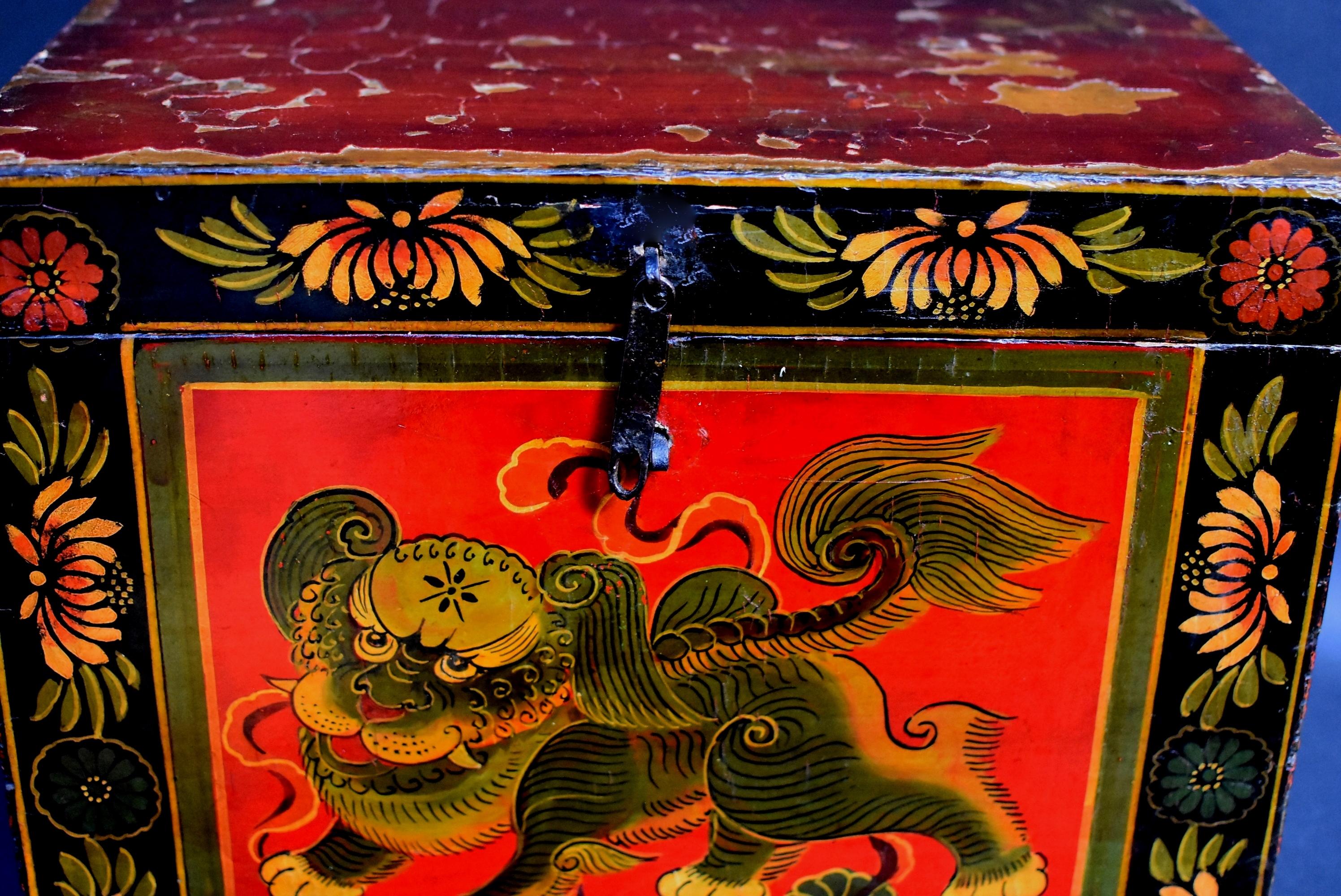 Tibetan Foo Dog Box Hand Painted Box 7 6