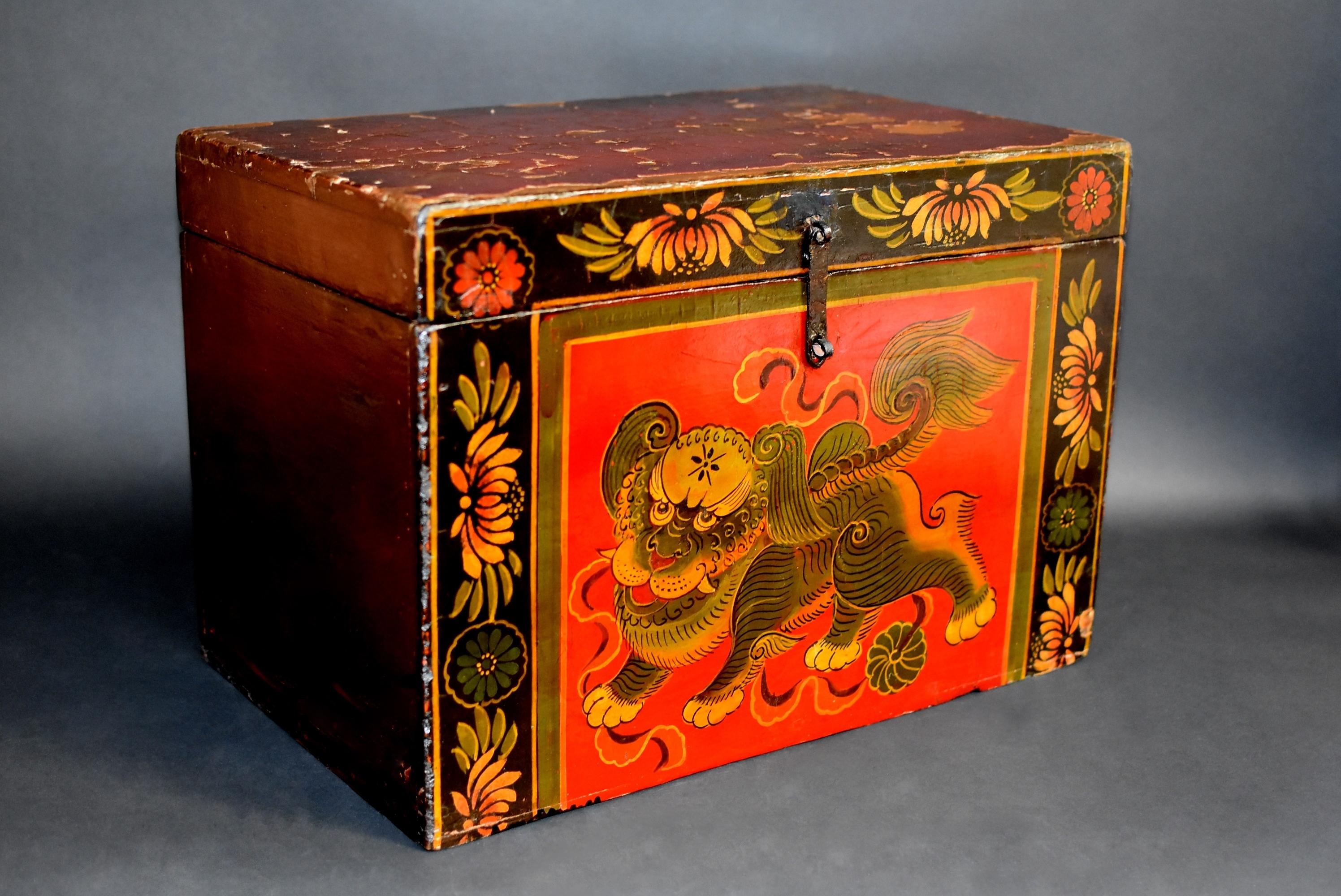 Joinery Tibetan Foo Dog Box Hand Painted Box 7