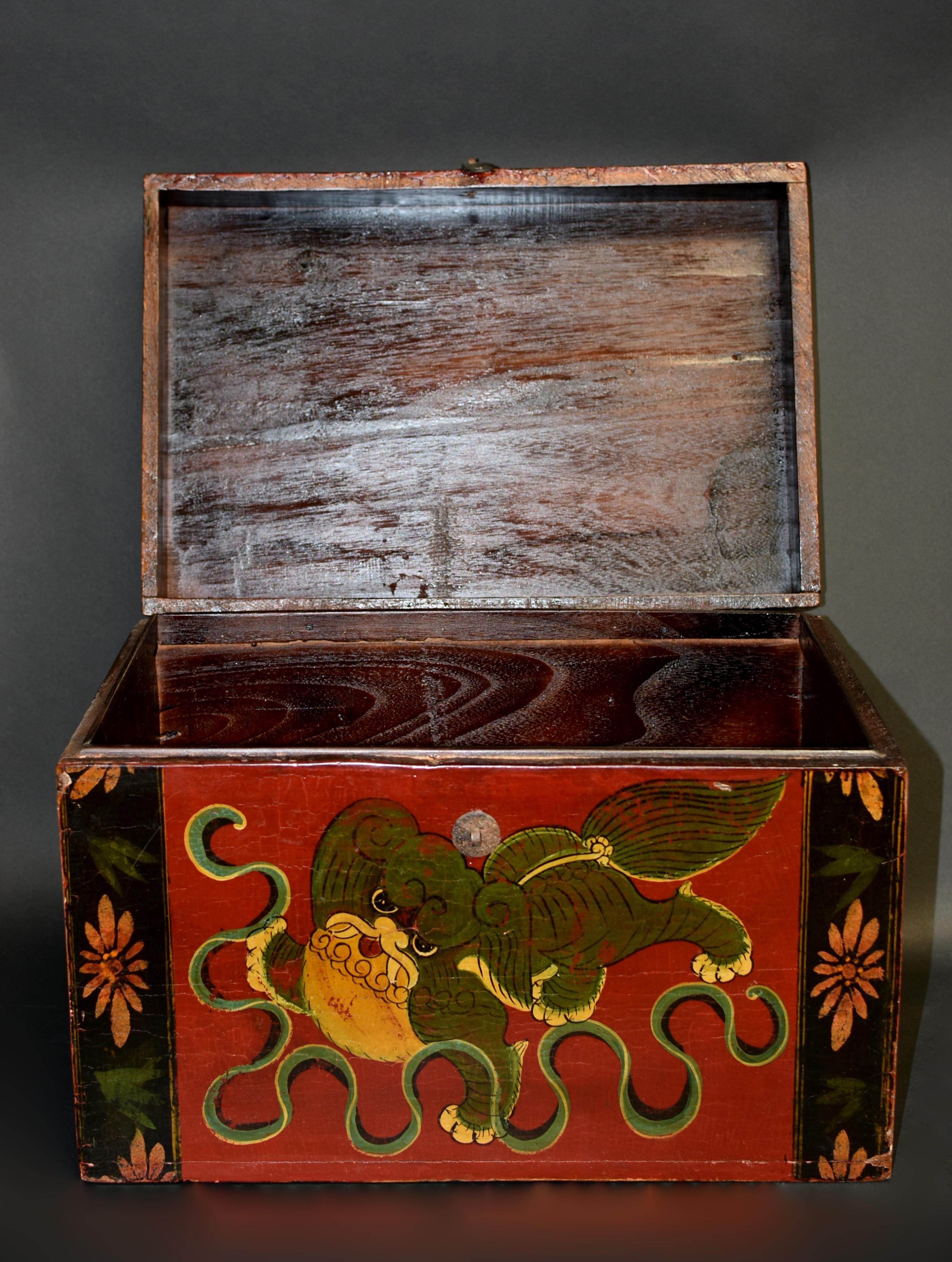 Tibetan Foo Dog Box Hand Painted Box 9 5