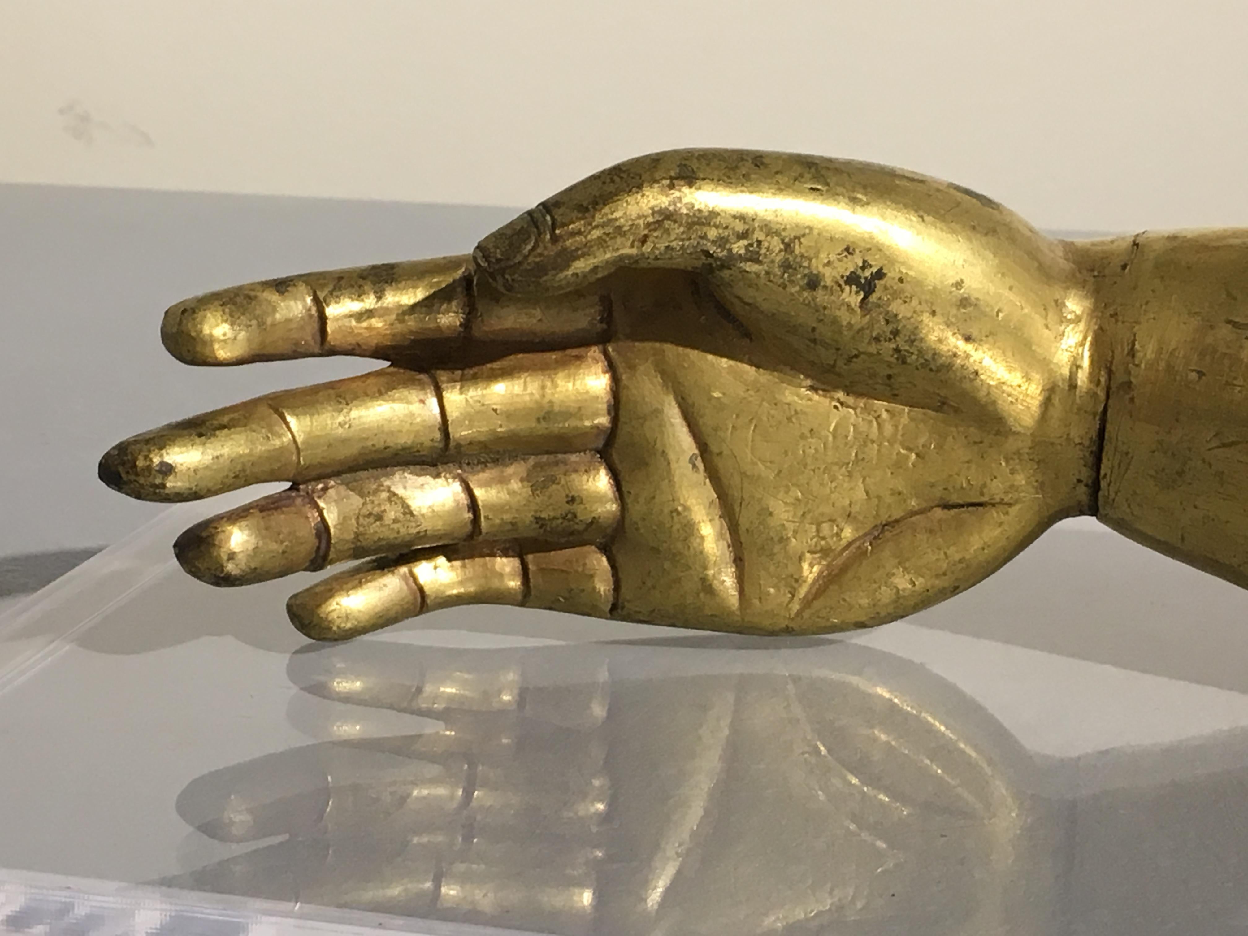 Tibetan Gilt Bronze Arm of the Buddha, Early 19th Century In Good Condition For Sale In Austin, TX