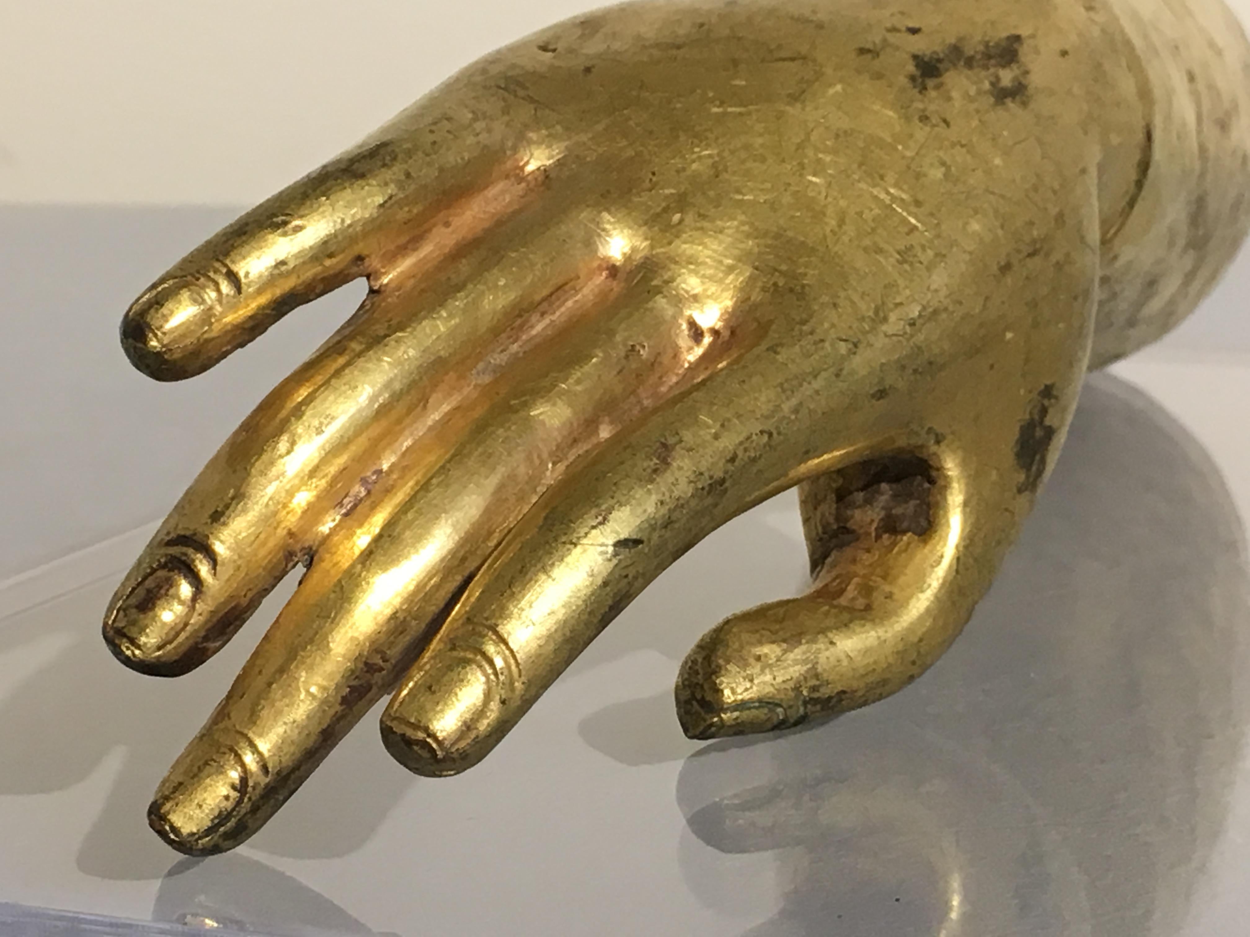 Tibetan Gilt Bronze Arm of the Buddha, Early 19th Century For Sale 4