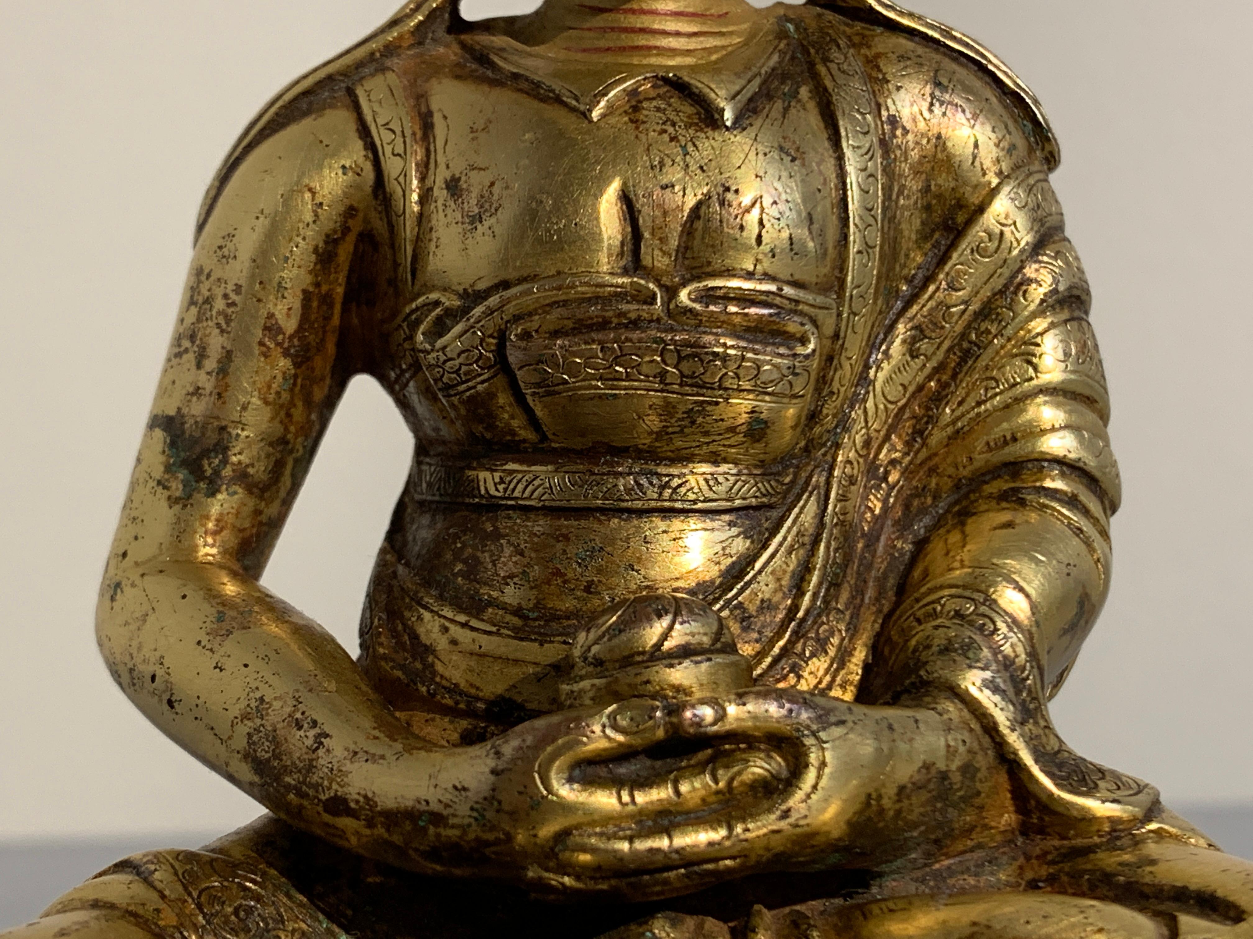 Tibetan Gilt Bronze Figure of Shantideva, 16th-17th Century, Tibet 3