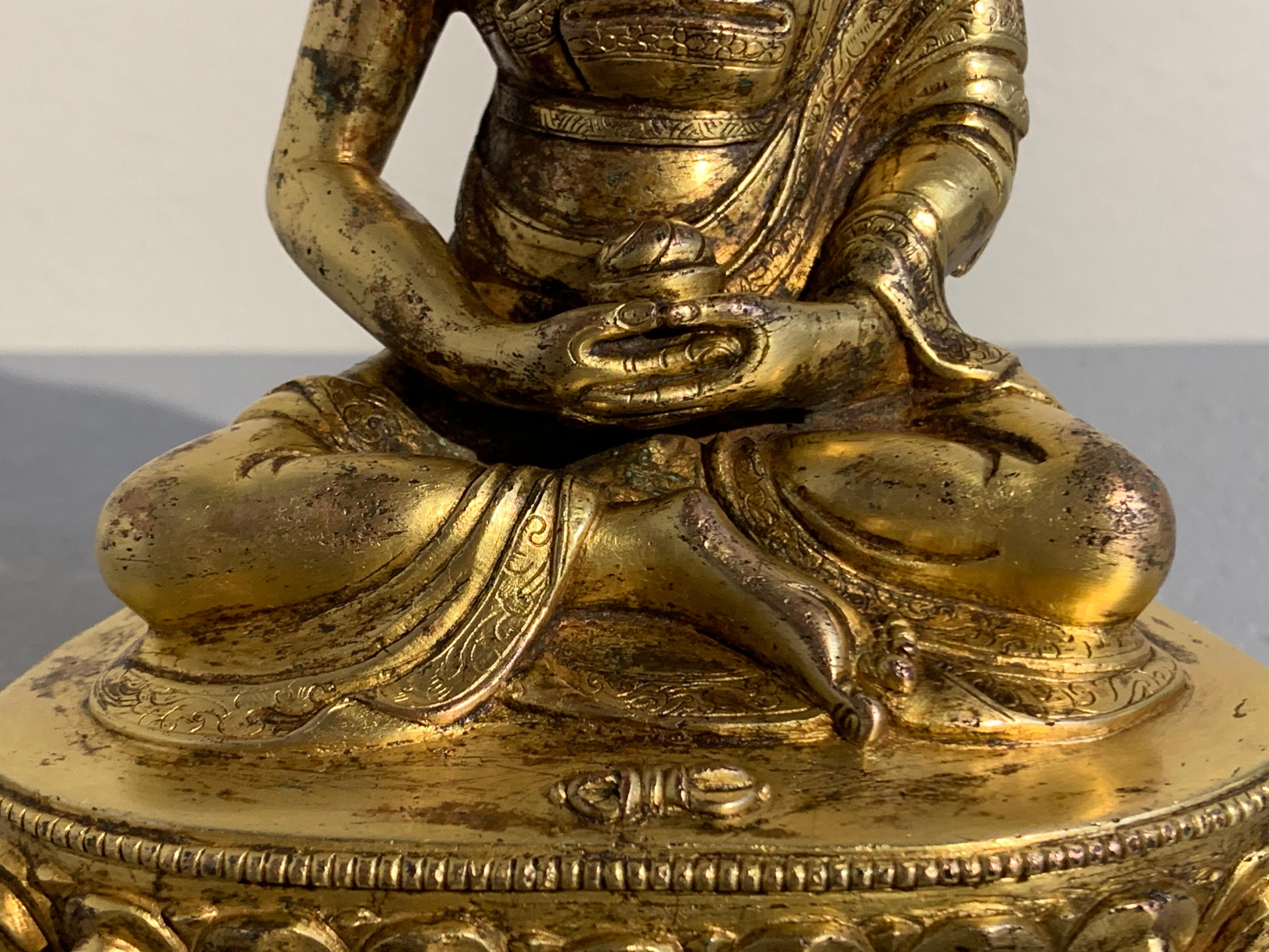 Tibetan Gilt Bronze Figure of Shantideva, 16th-17th Century, Tibet 4