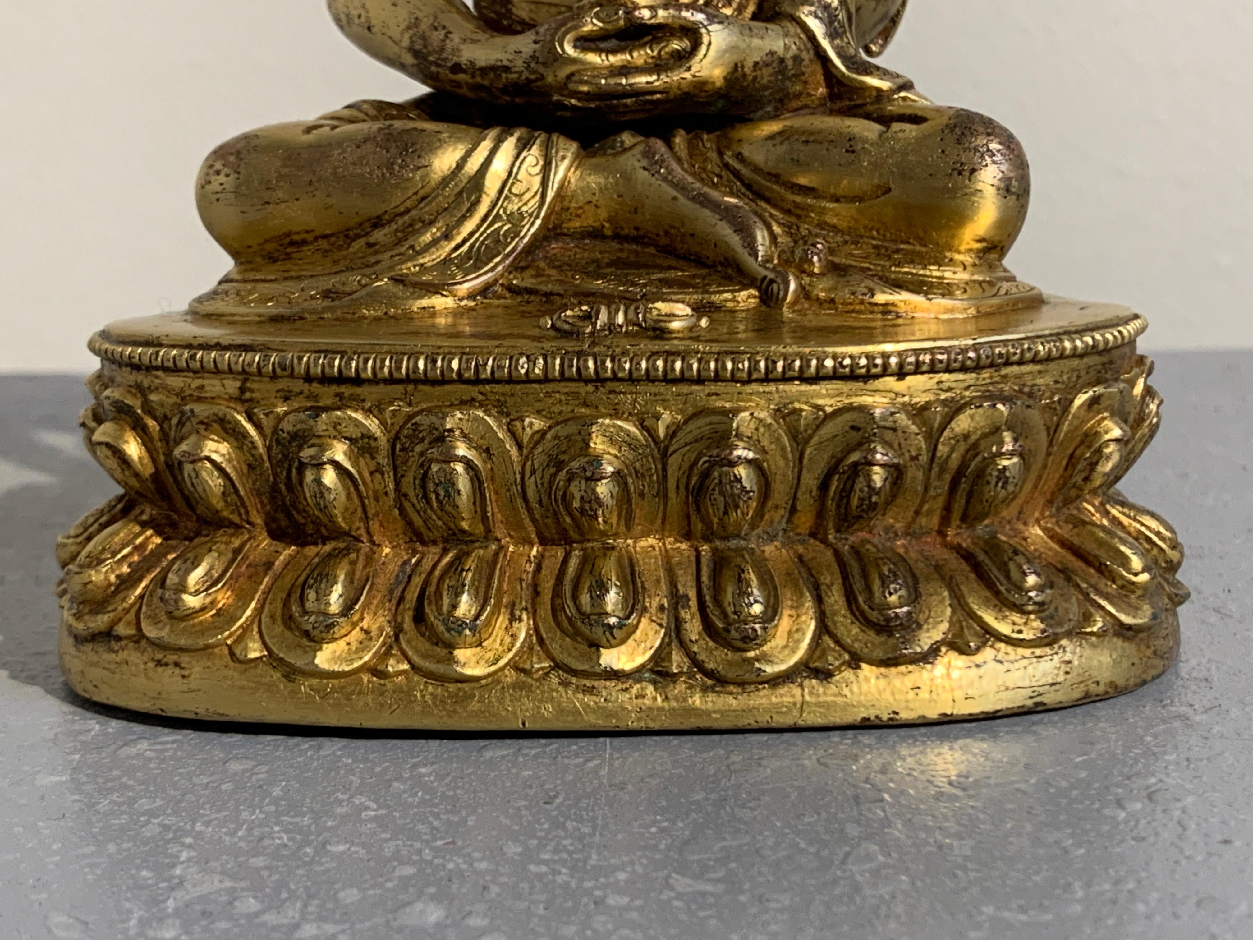 Tibetan Gilt Bronze Figure of Shantideva, 16th-17th Century, Tibet 5