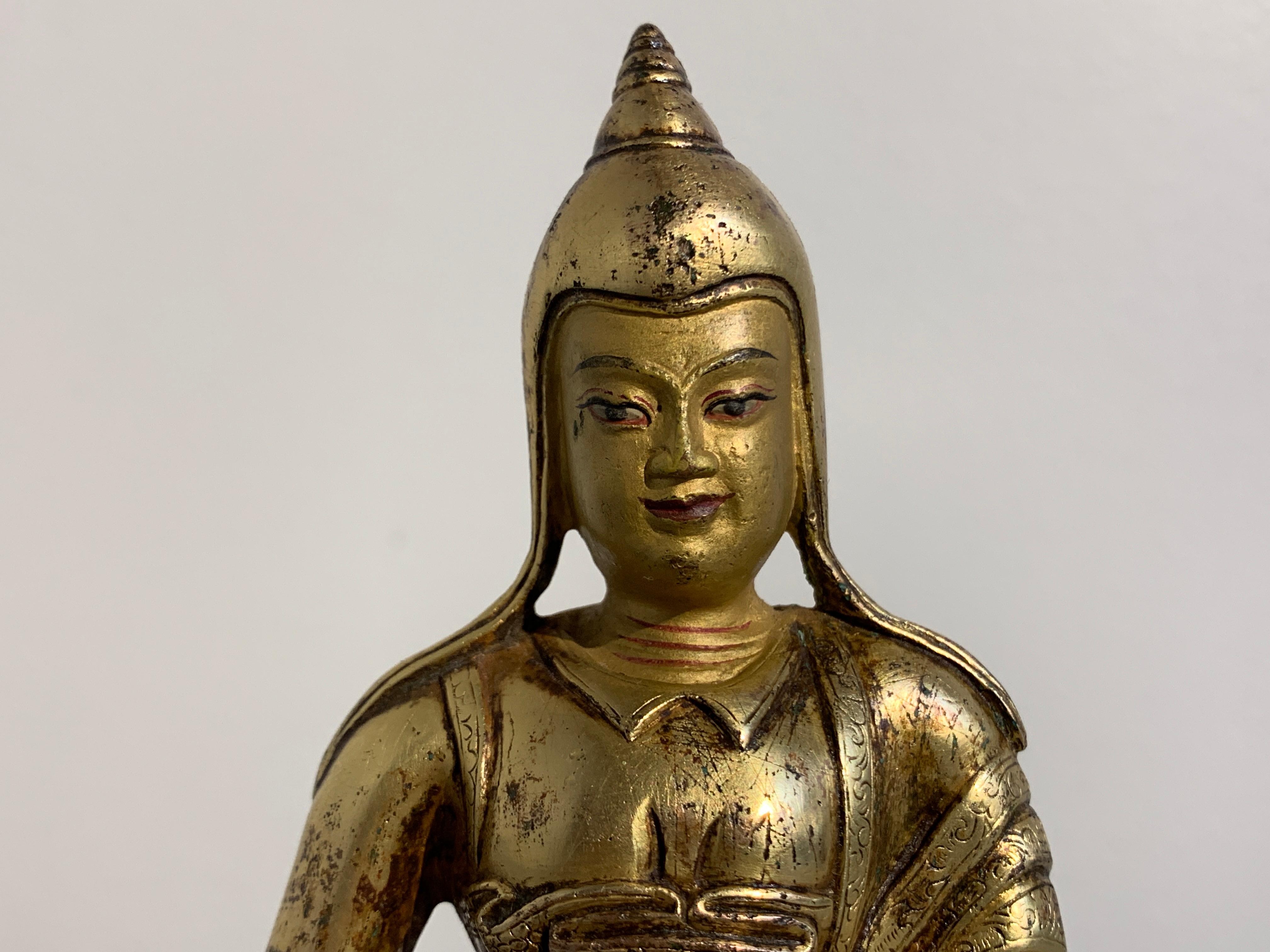18th Century and Earlier Tibetan Gilt Bronze Figure of Shantideva, 16th-17th Century, Tibet