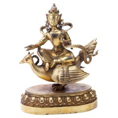 Tibetan Gilt Bronze Hindu Buddhist Sculpture Late 19th Century 