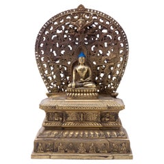 Antique Tibetan Gilt Bronze Hindu Buddhist Sculpture Late 19th Century