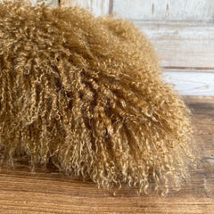 Tibetan Goat Hair and Linen Lumbar Accent Pillow in Havane