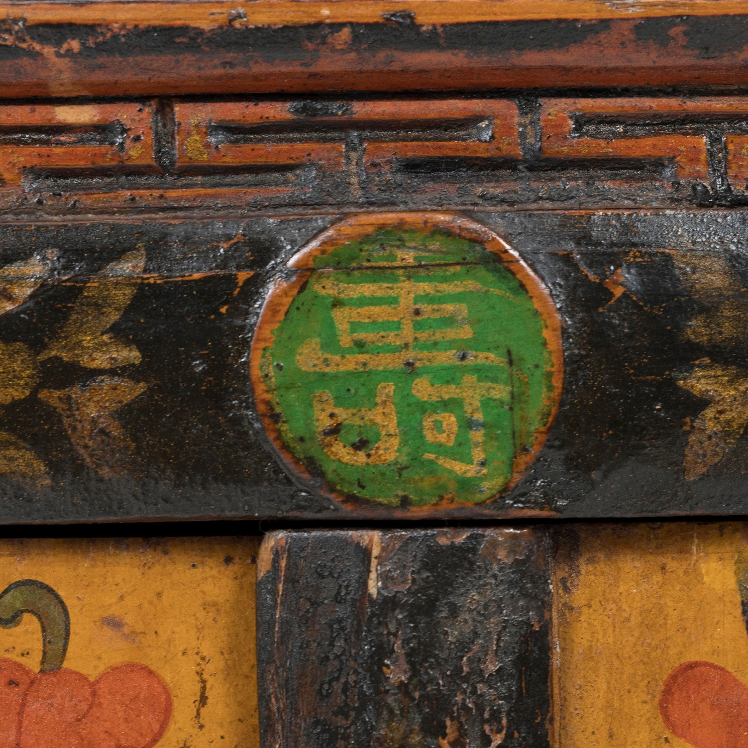 Tibetan Golden Peony Cabinet, c. 1850 For Sale 3