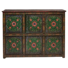 Gabinete Tibetano Verde y Rojo Amapola, c. 1850