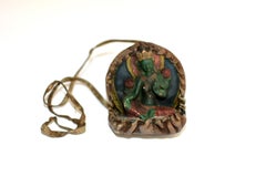 Tibetan Green Tara Amulet and Singing Bowl