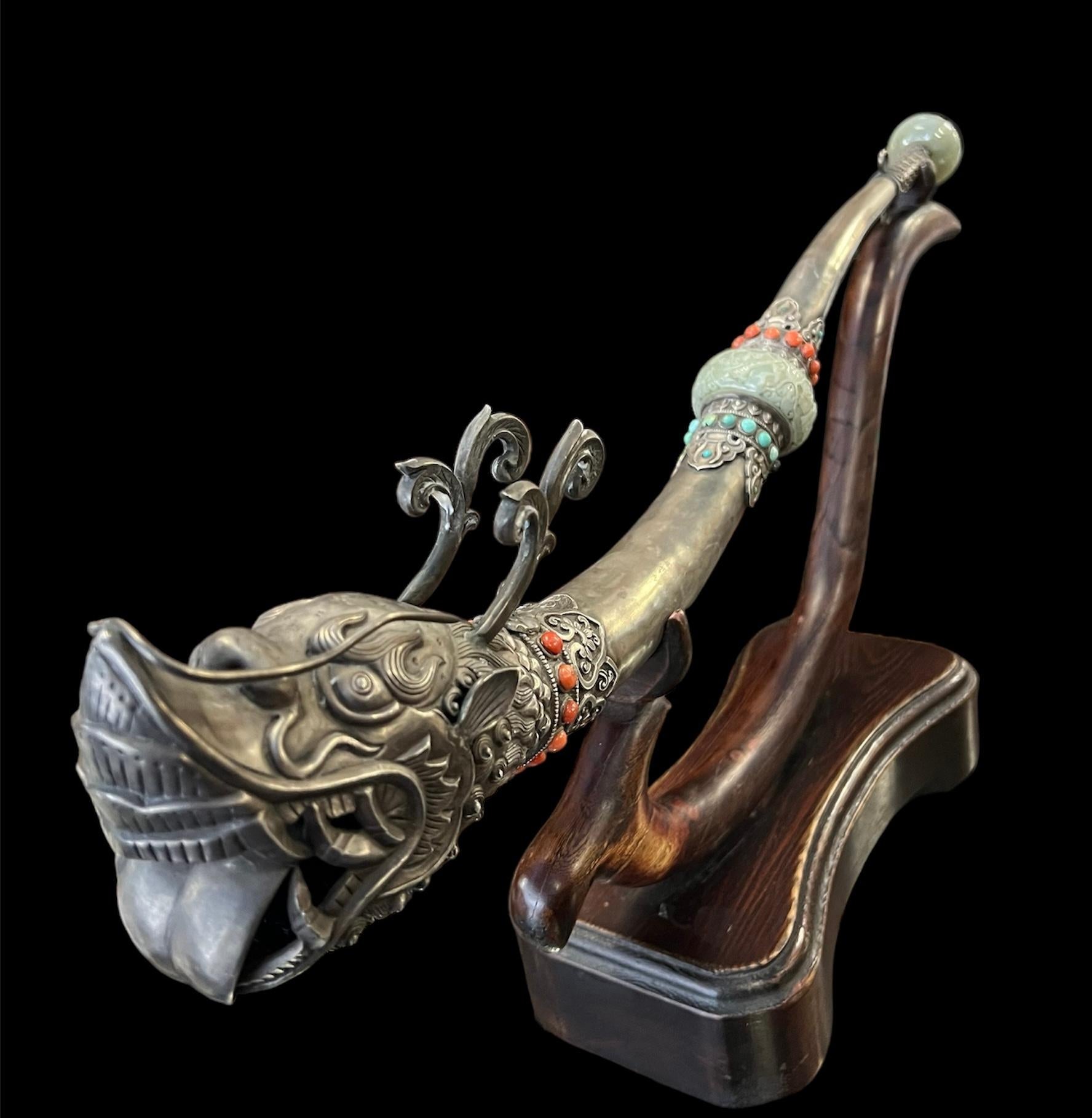 Tibetan hand beaten trumpet (kingling) For Sale 7