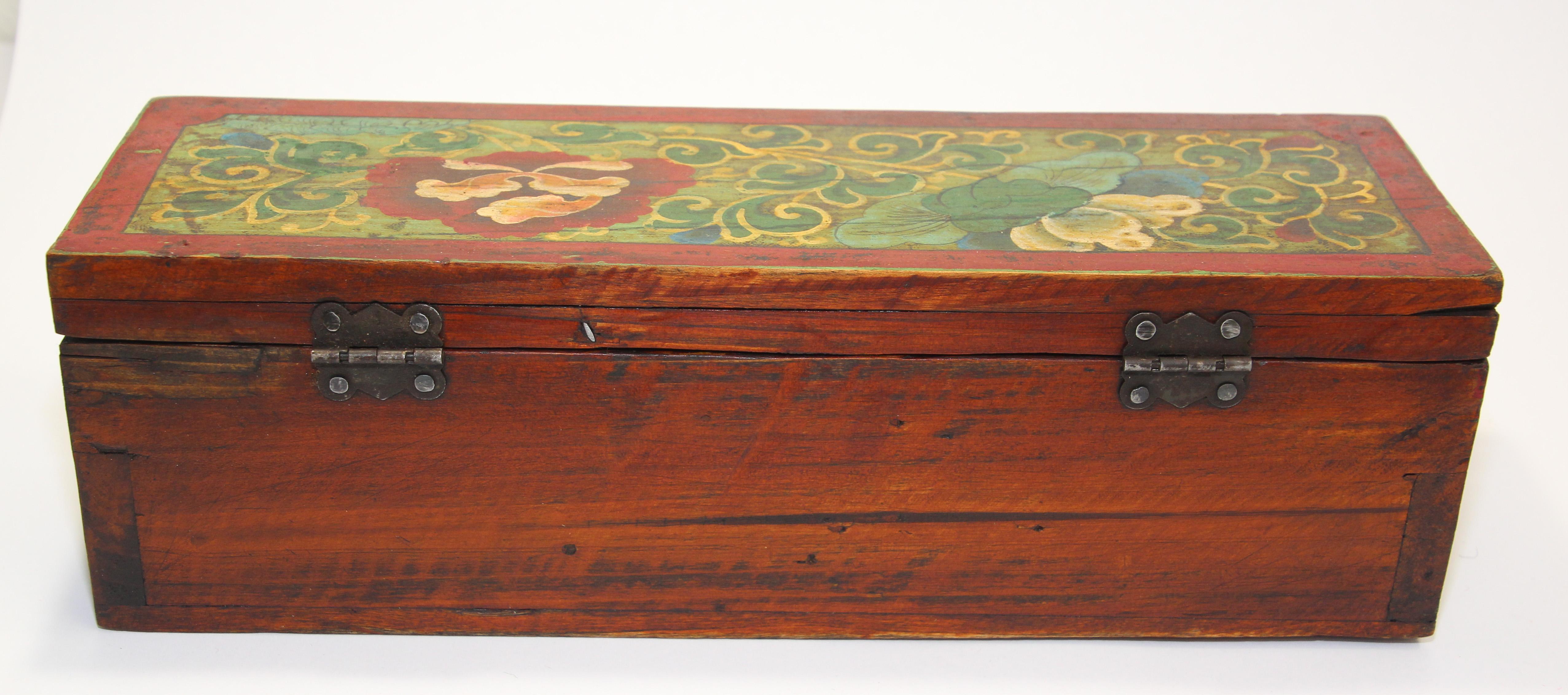 Tibetan Hand Painted Decorative Box with Floral Designs 3