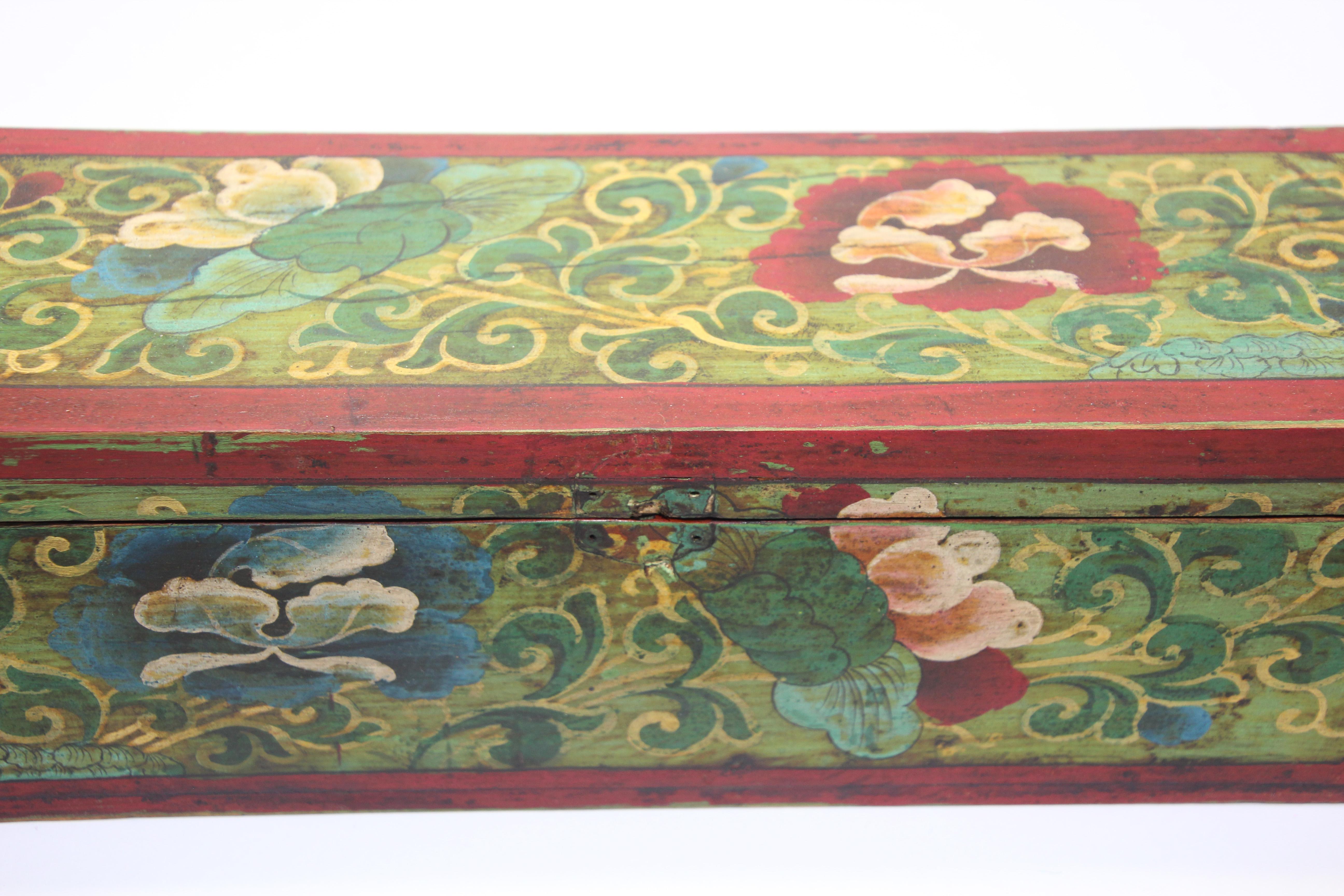 Tibetan Hand Painted Decorative Box with Floral Designs 8