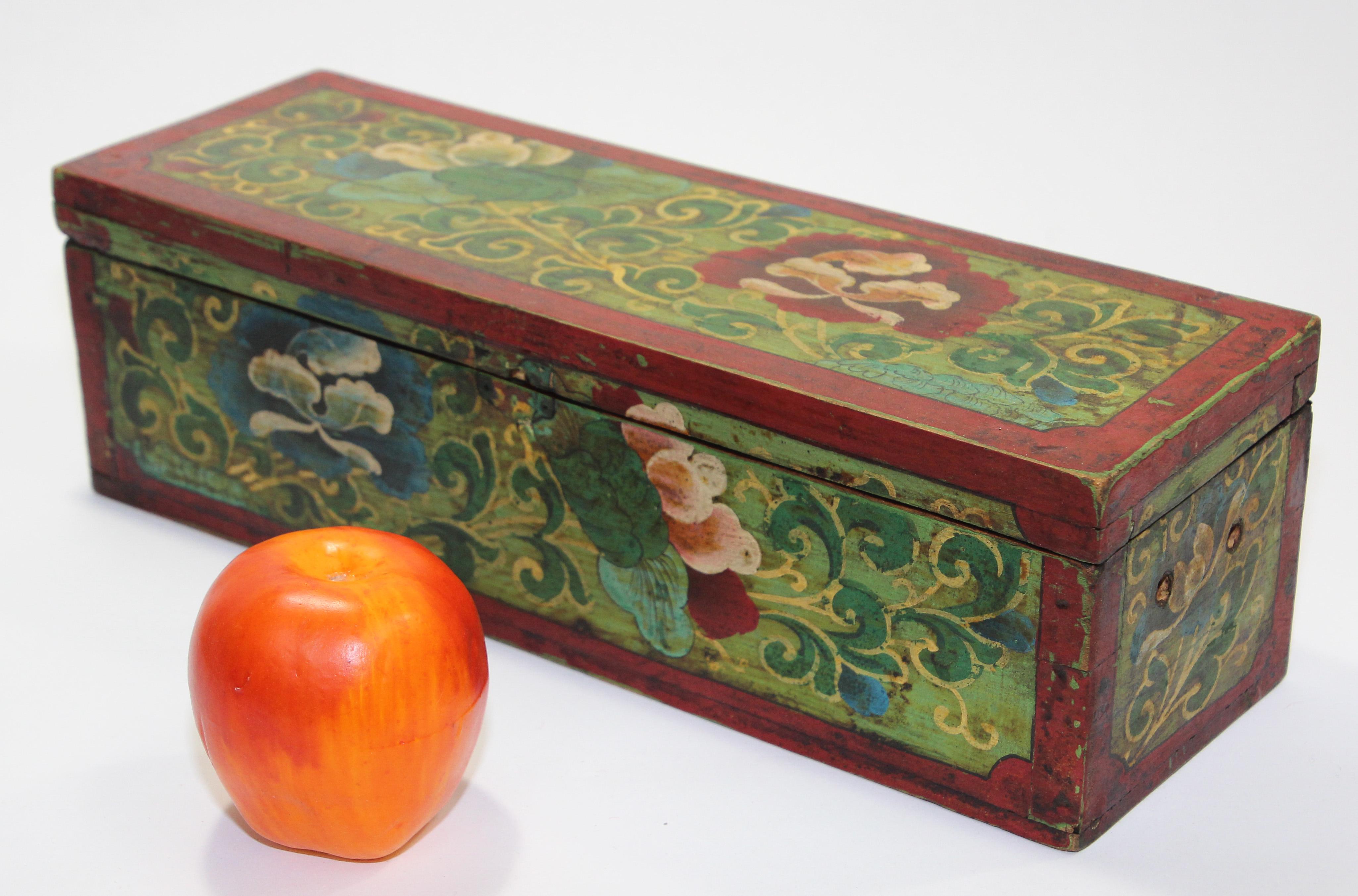 Tibetan Hand Painted Decorative Box with Floral Designs 9