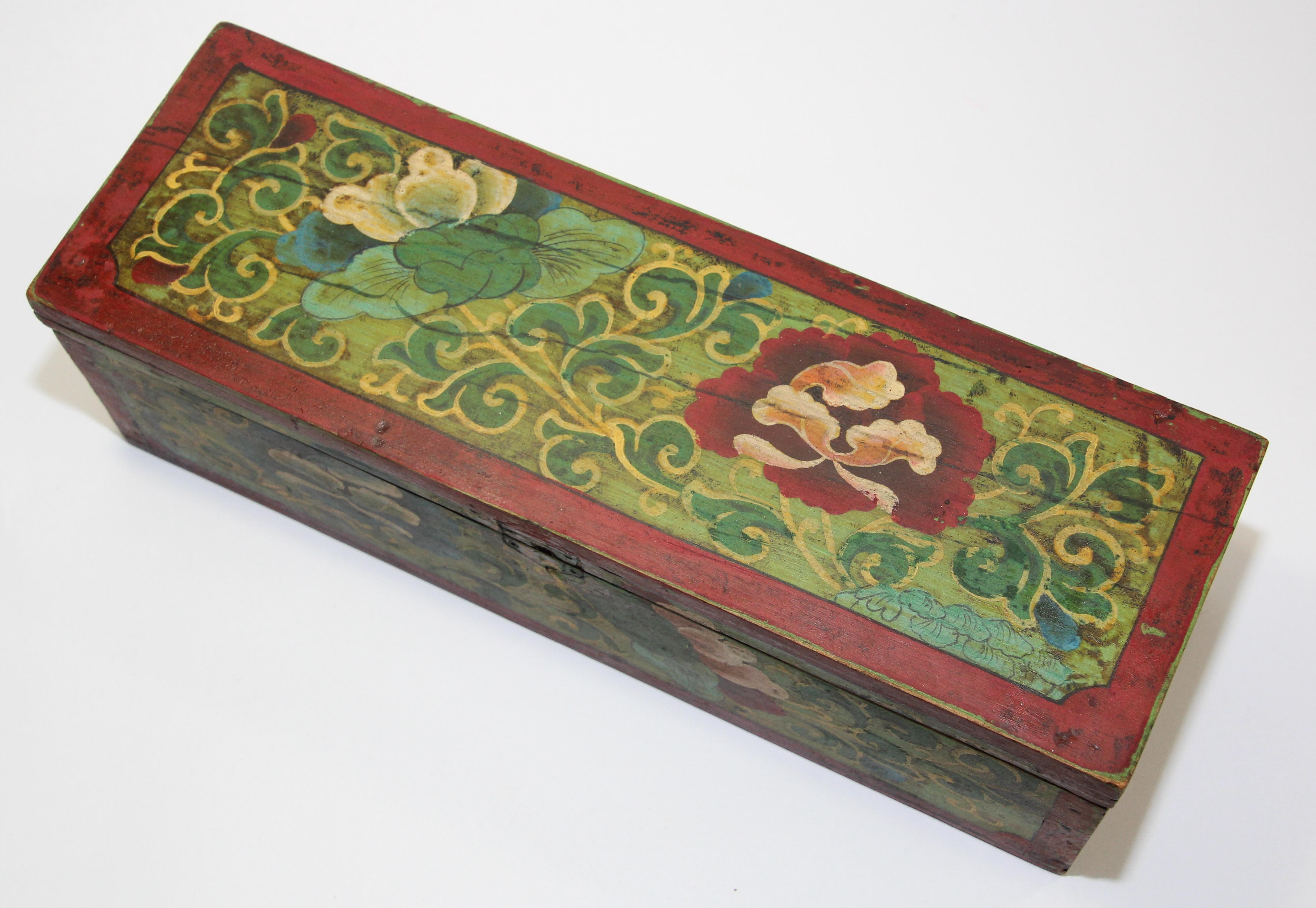 Hand-Crafted Tibetan Hand Painted Decorative Box with Floral Designs