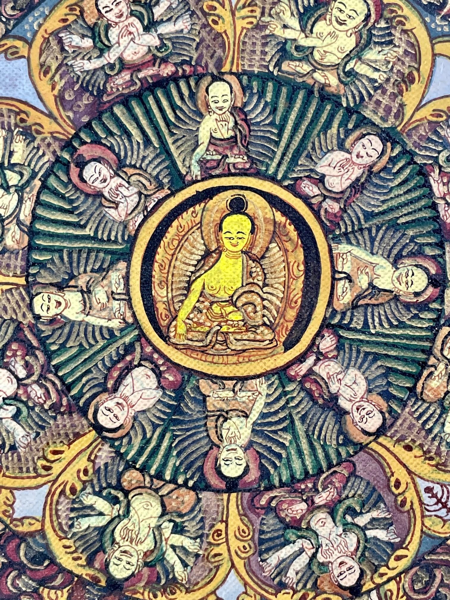 Tibetan Hand Painted Mandala Thangka Painting with 24K Gold 6
