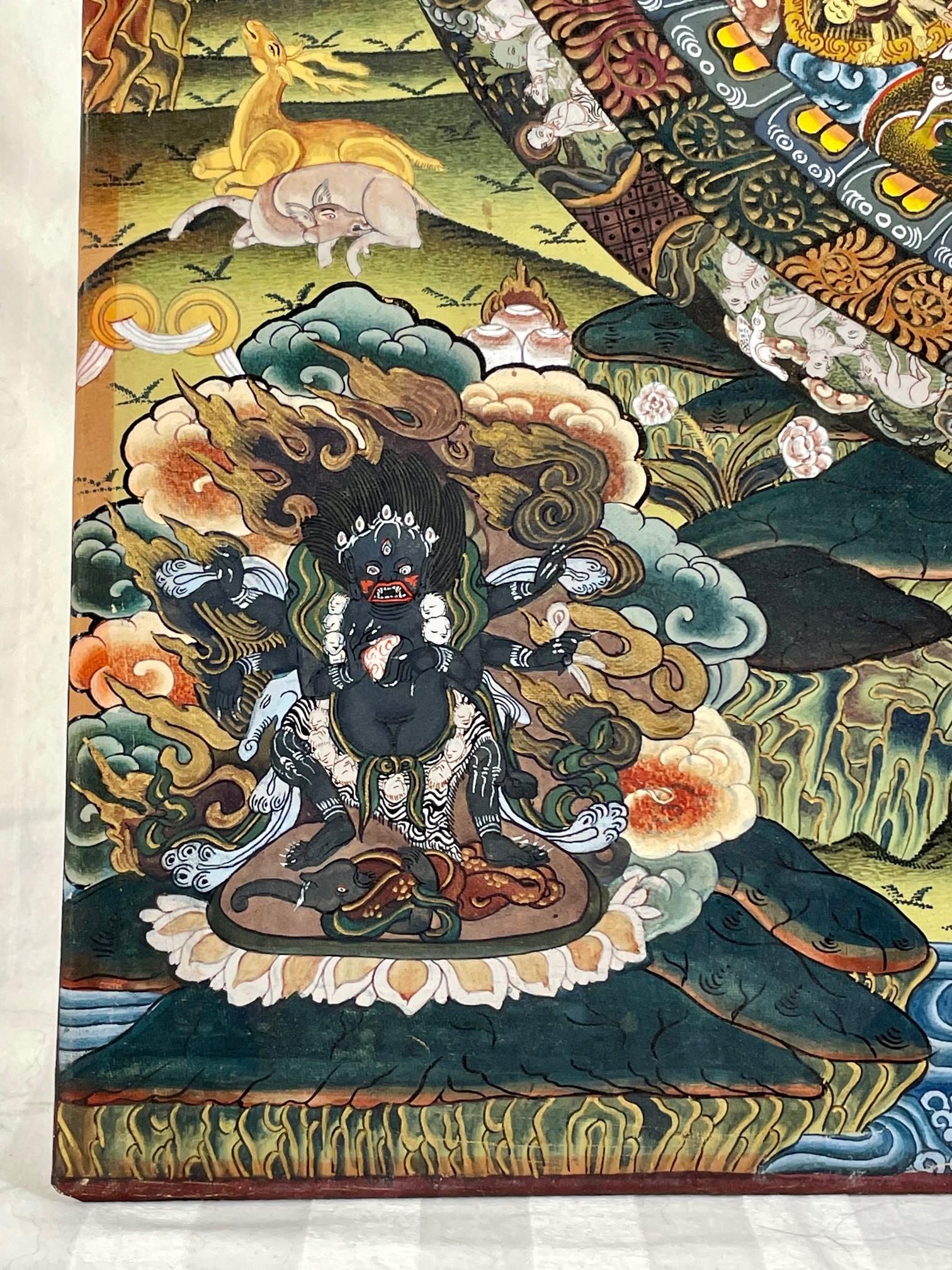 Hand-Painted Tibetan Hand Painted Mandala Thangka Painting with 24K Gold