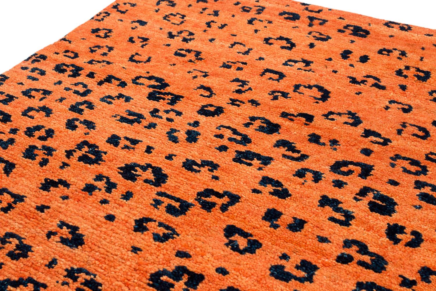 Hand-Woven Tibetan Handwoven Wool Leopard Area Rug by Carini