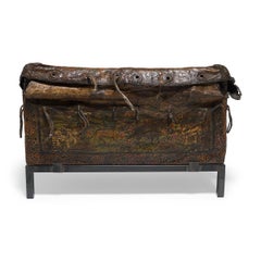 Tibetan Traveler's Trunk with Painted Hide, c. 1850