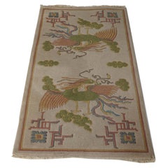 Tibetan Inspired Chinese Nichols Oriental Rug with Stylized Birds & Clouds 20thC