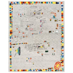 Tibetan Knot Art Rug, Limited Edition "Republica de Las Banderas Galacticas"