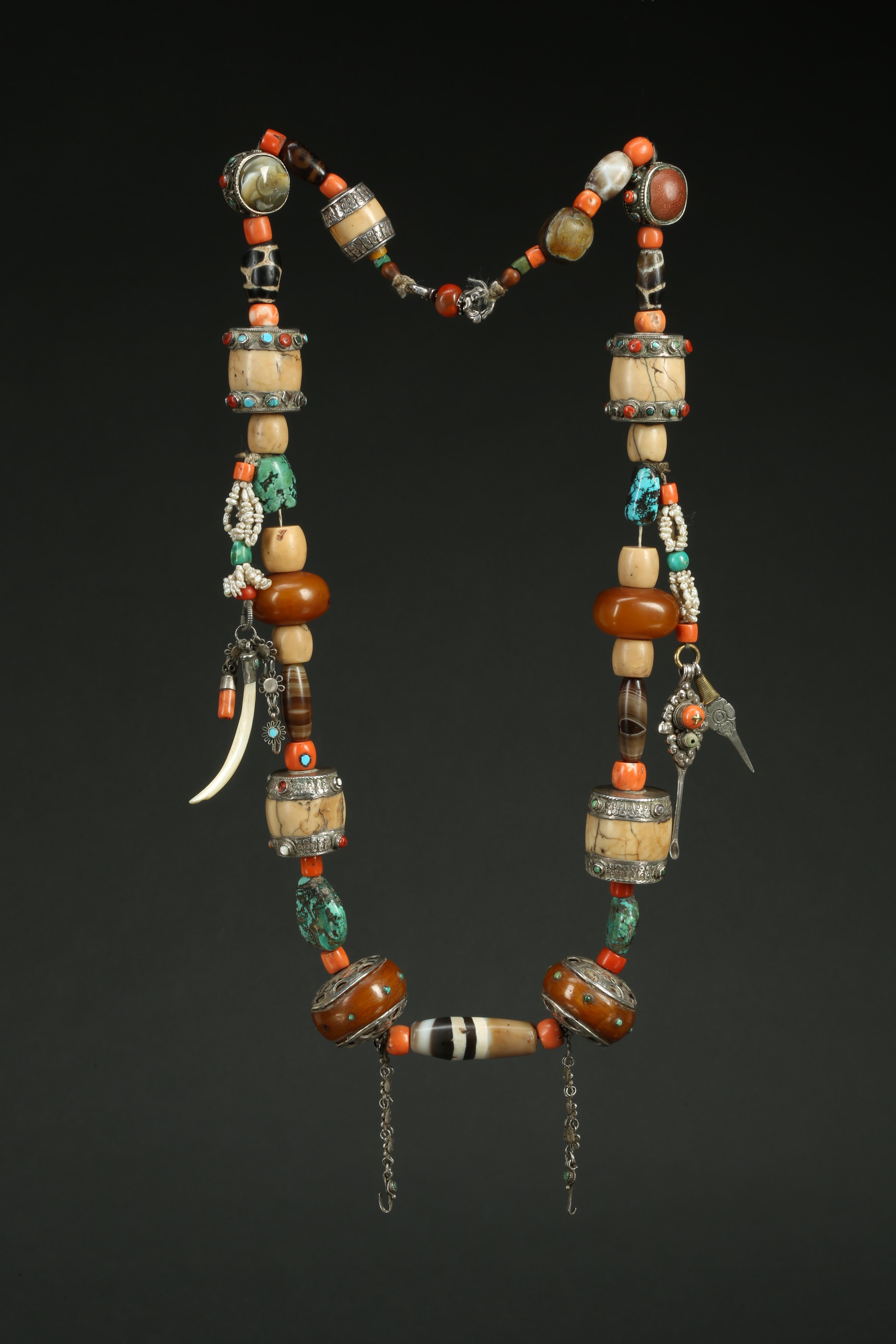 Store closing March 31. Tibetan Necklace Published in History of Beads w Dzi In Good Condition For Sale In Santa Fe, NM