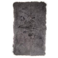 Tibetan Lamb Rug and Throw in Charcoal Grey