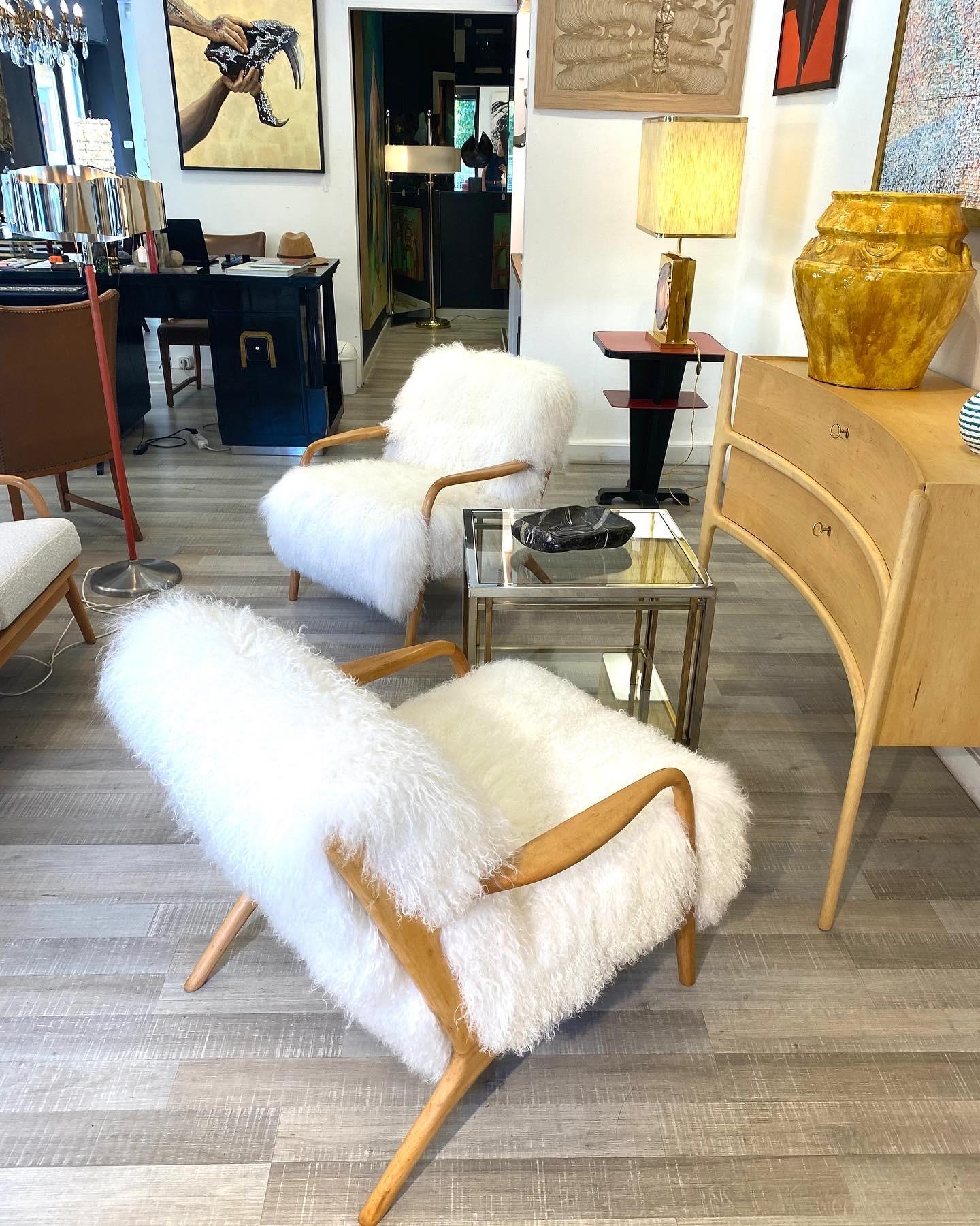 Tibetan Llamafur Armchairs In Excellent Condition For Sale In Budapest, HU