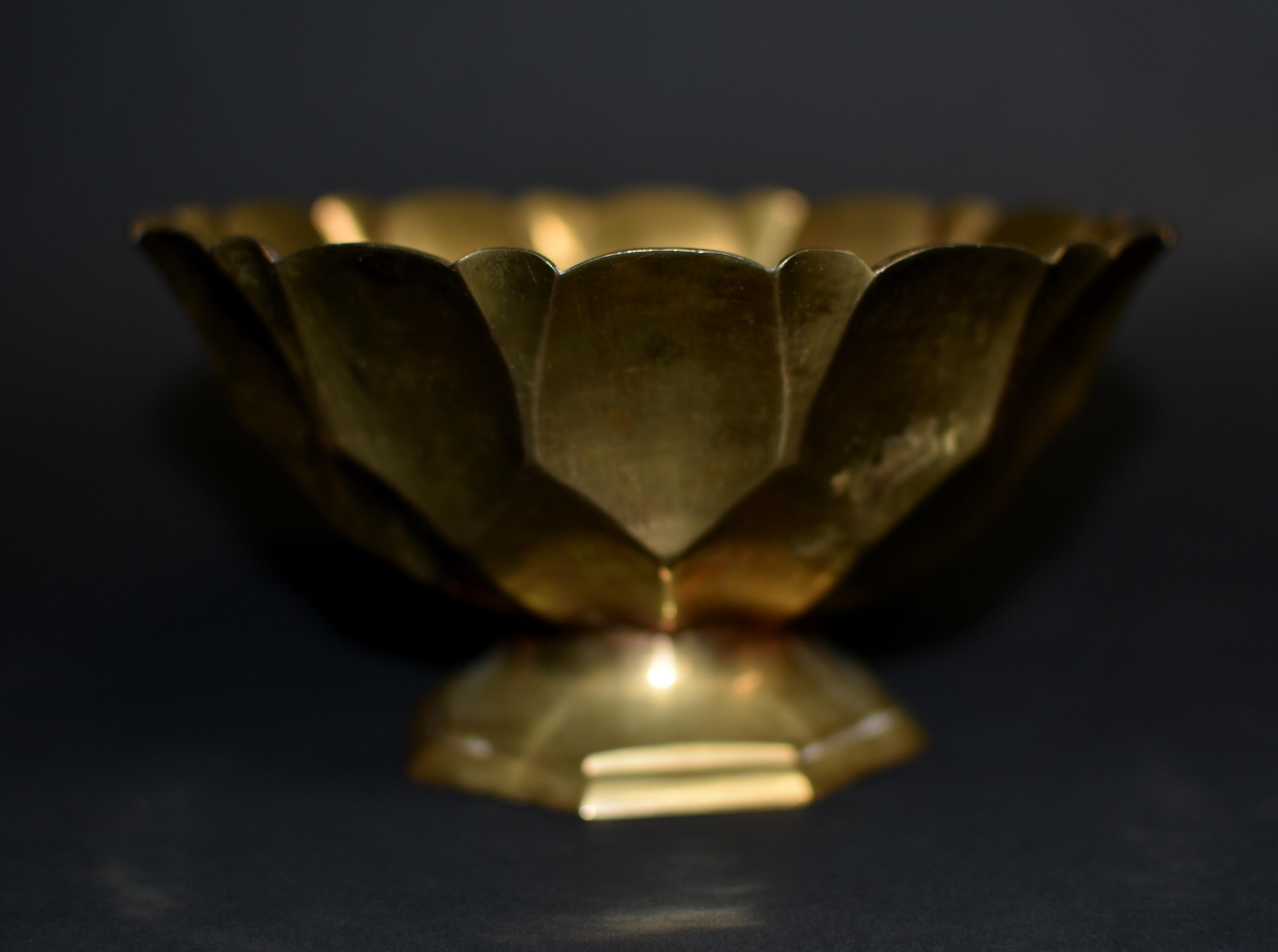 Tibetan Lotus Offering Bowl Solid Brass 3