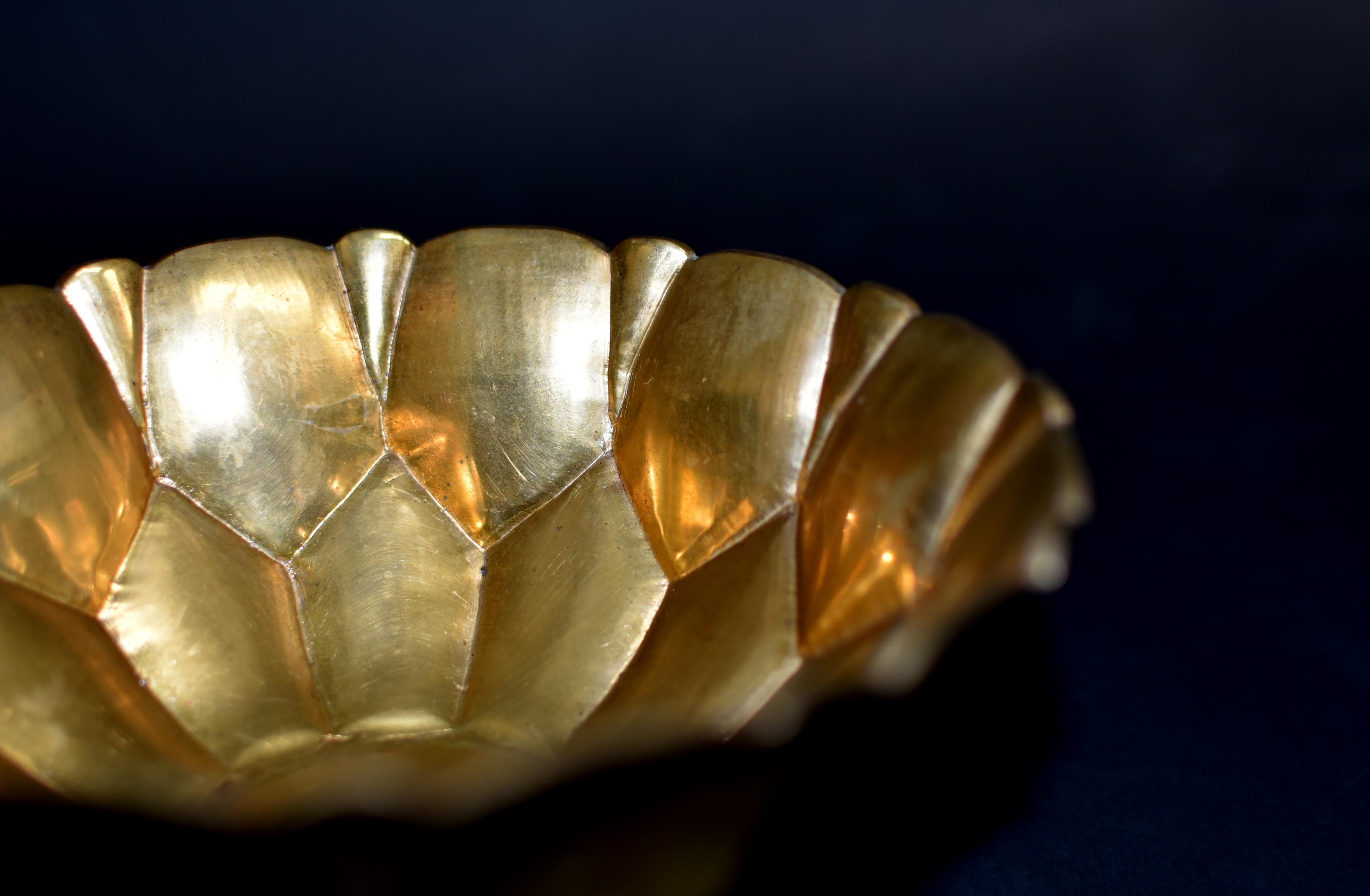 Tibetan Lotus Offering Bowl Solid Brass 7