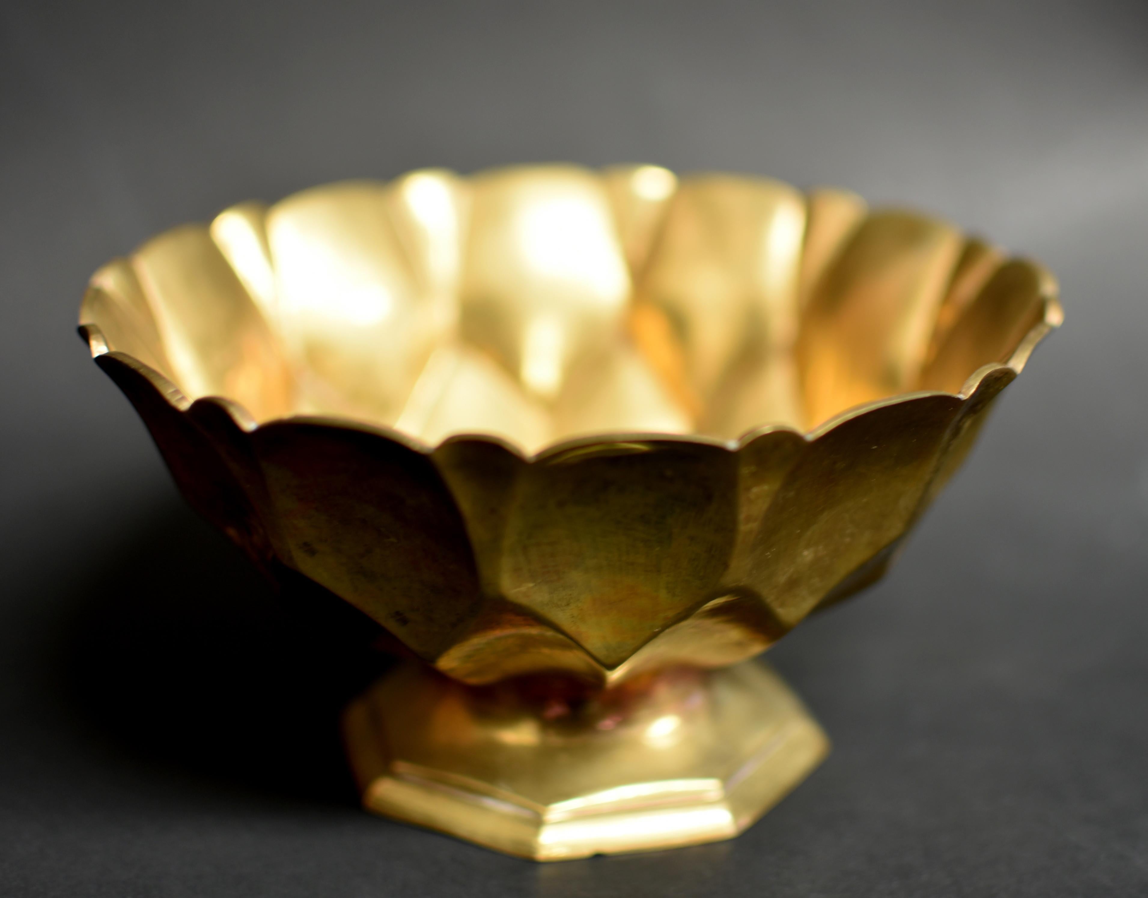 Tibetan Lotus Offering Bowl Solid Brass 8