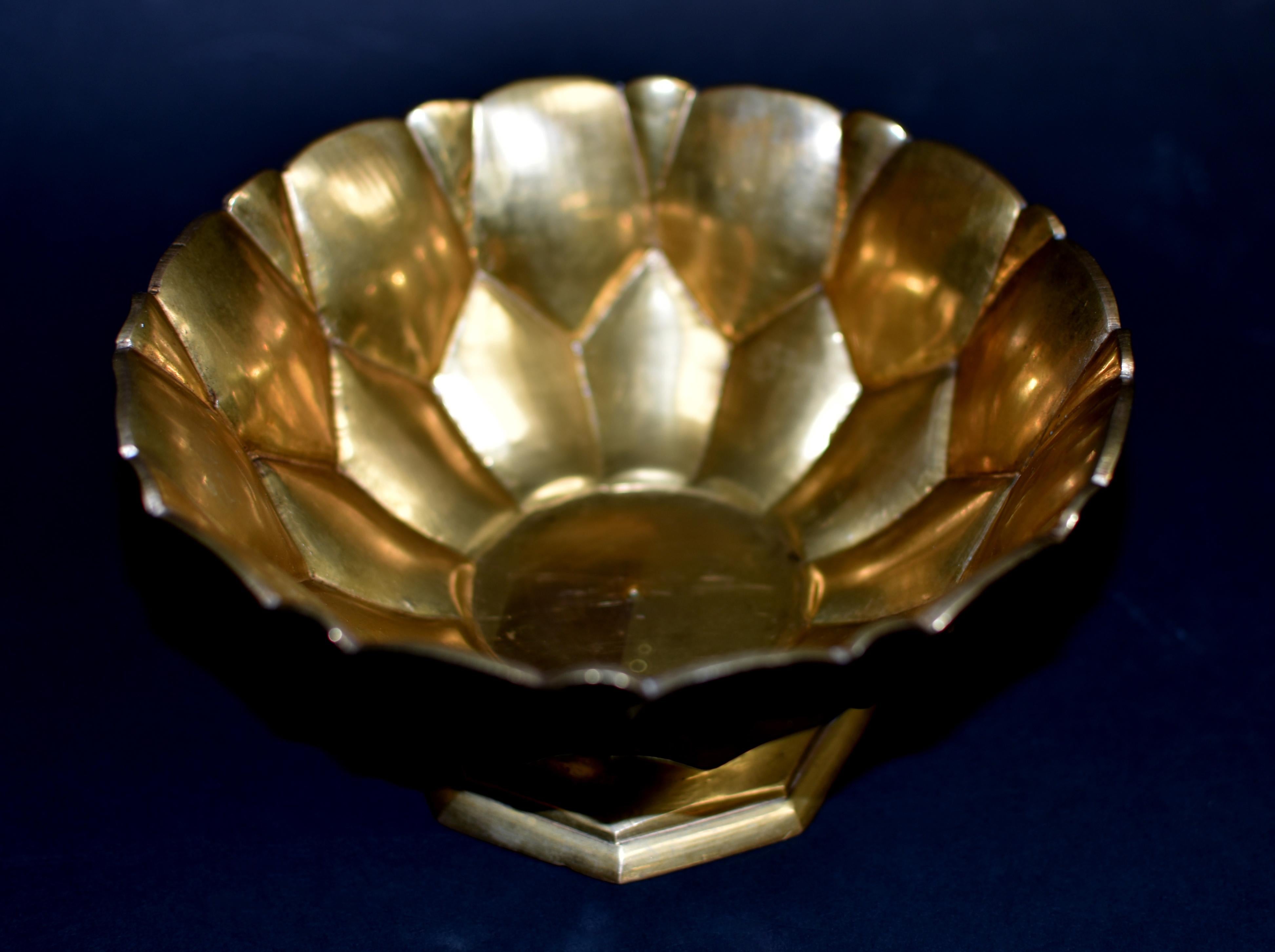 Tibetan Lotus Offering Bowl Solid Brass 1