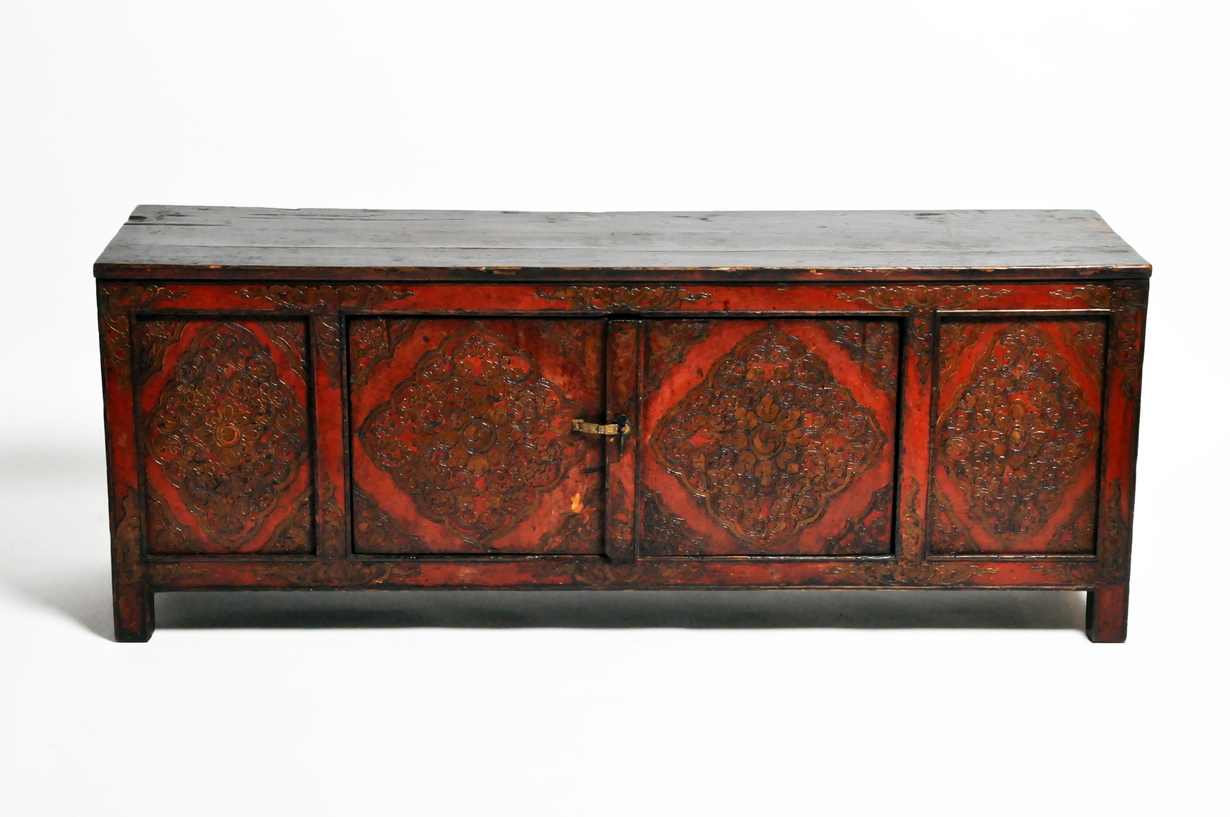 Wood Tibetan Low Cabinet