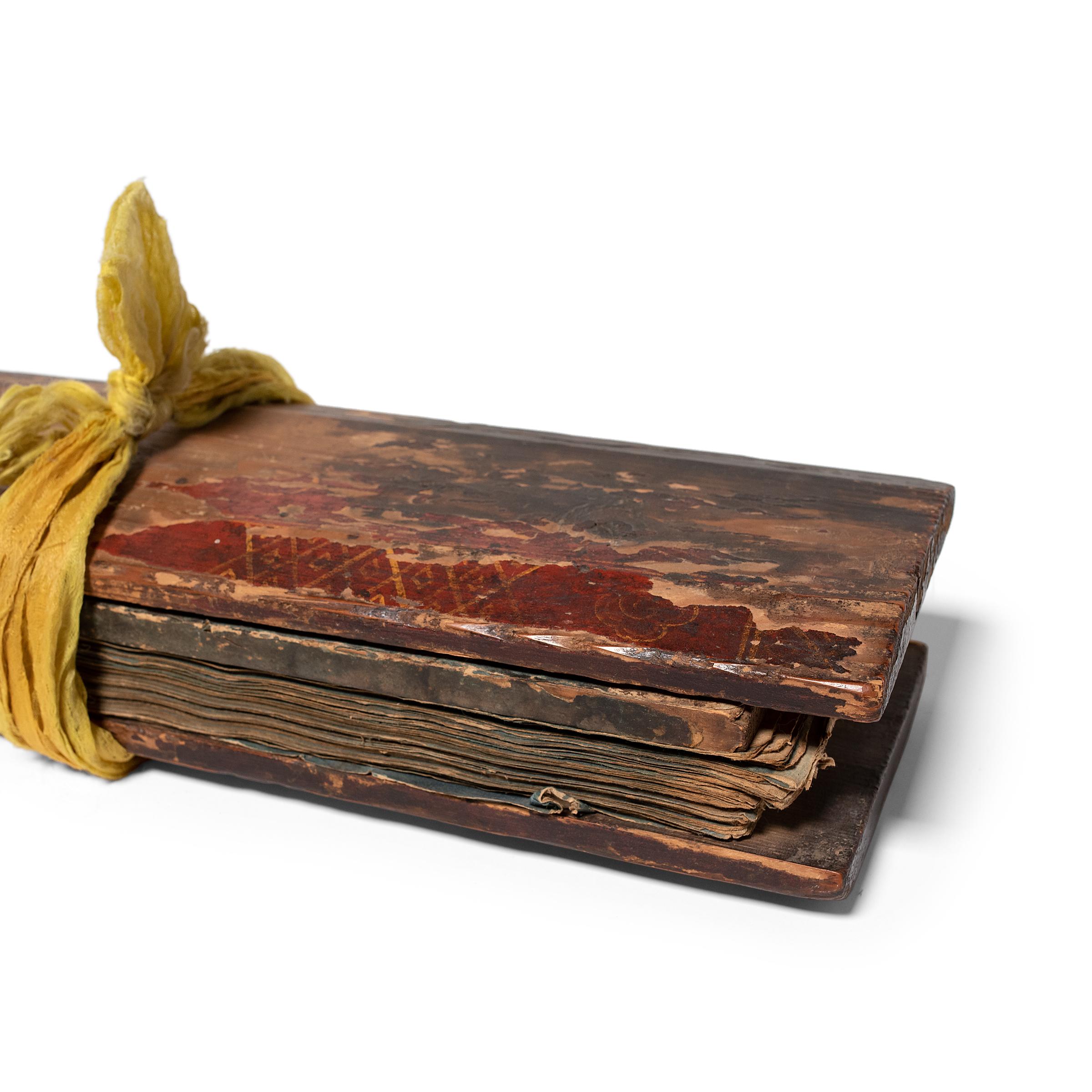 Wood Tibetan Manuscript Prayer Book, c. 1850