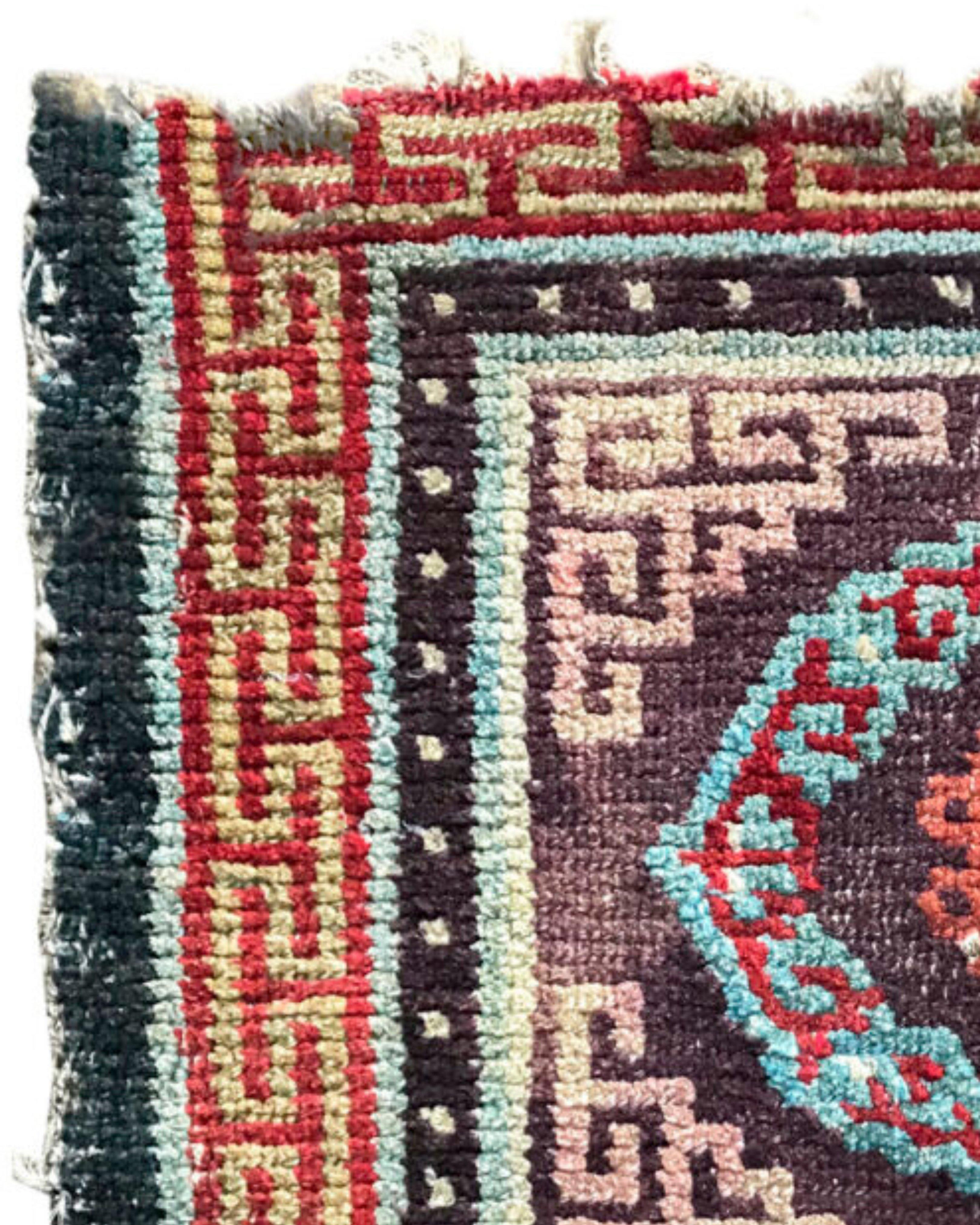 Hand-Knotted Tibetan Mat, 19th Century For Sale