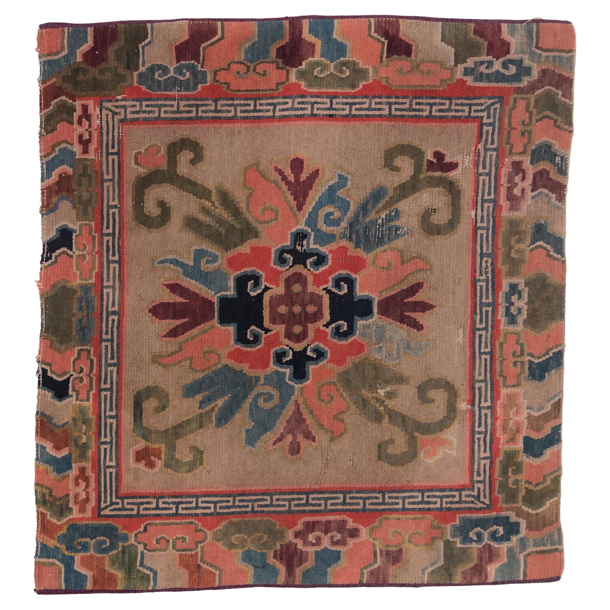 Tibetan Meditation Carpet with Cloud-Band Border, c. 1900
