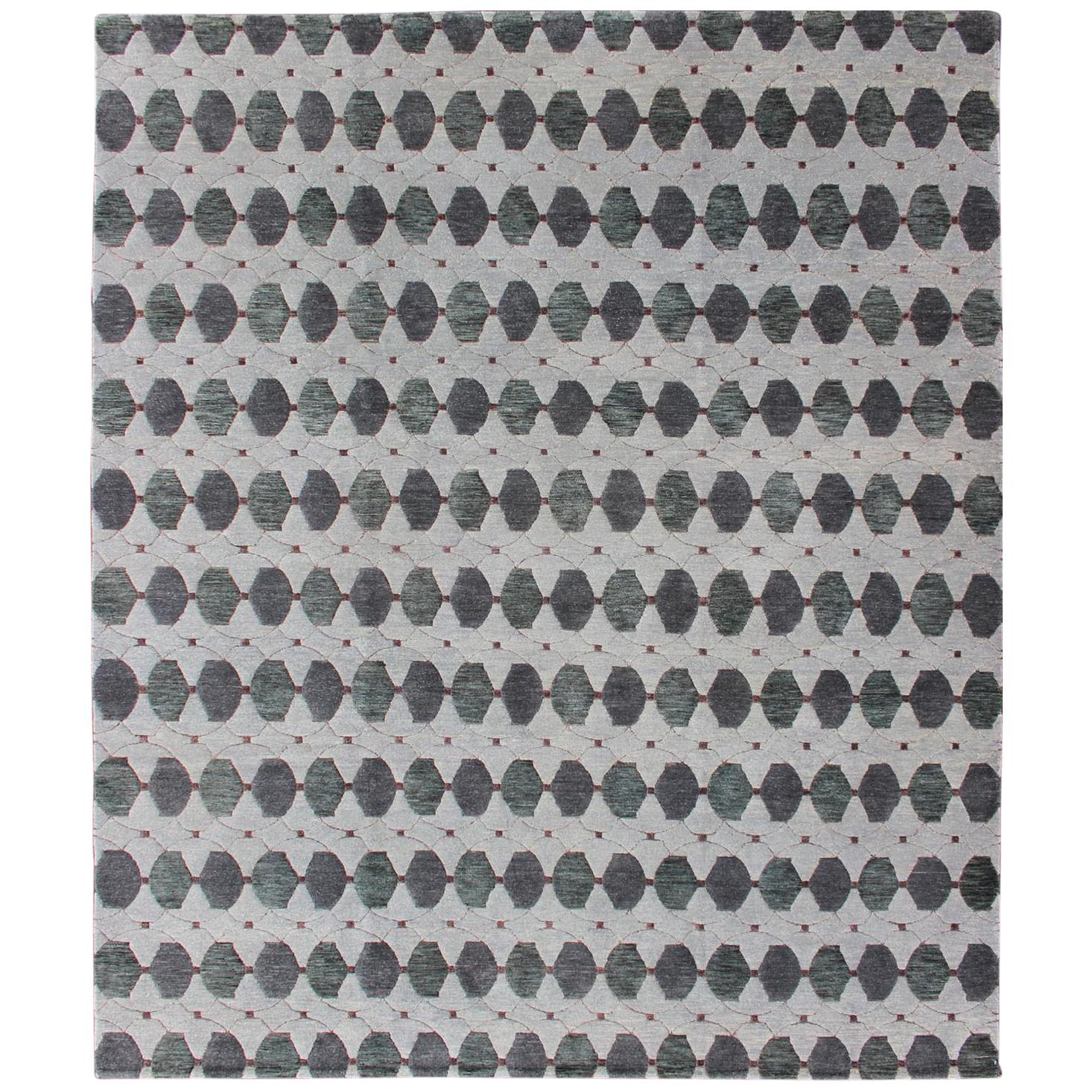Tibetan Modern Design Wool and Silk Rug by Keivan Woven Arts