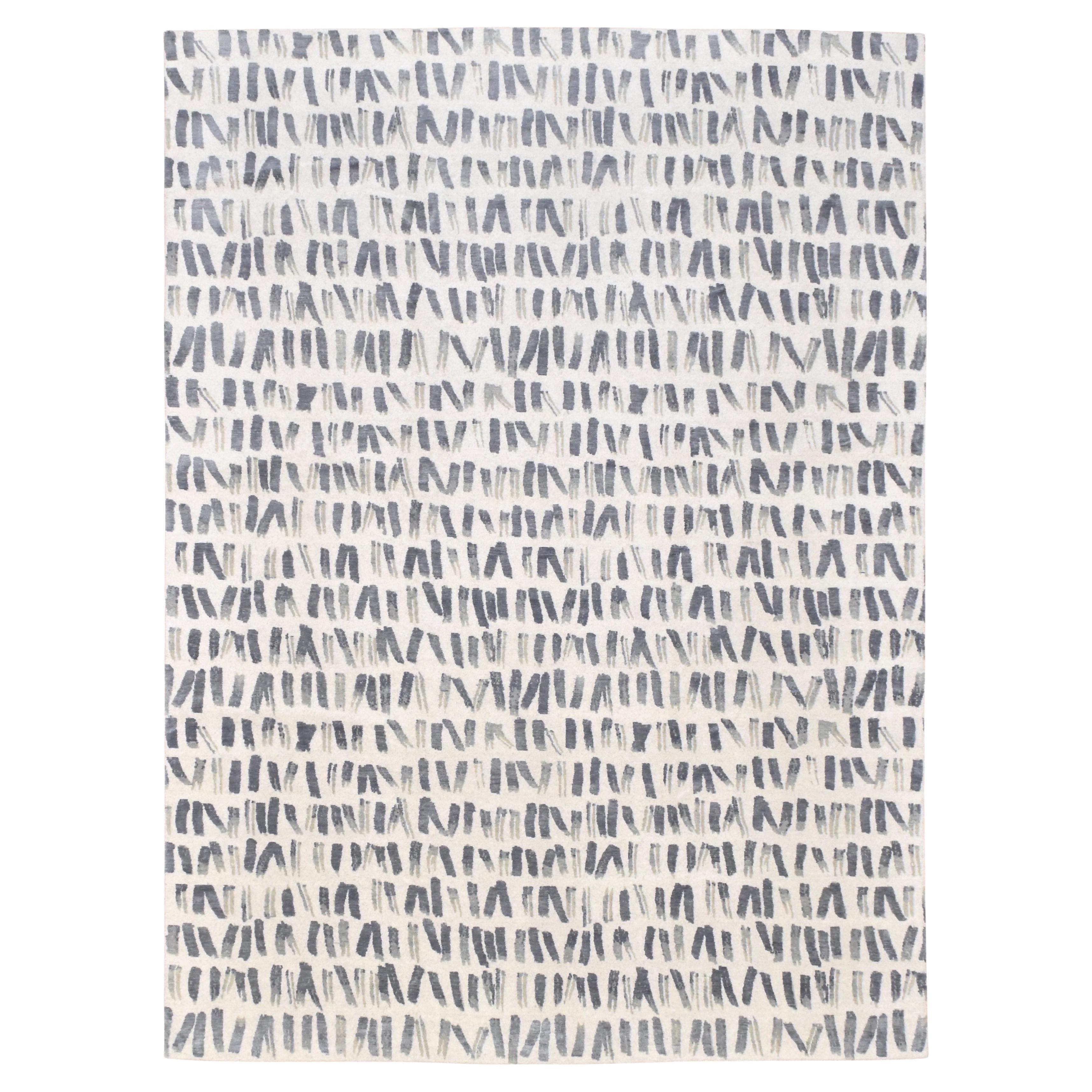 Tibetan Modern Hand-Knotted Wool Silk Rug 9'x12'