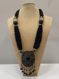 Tibetan necklace made of silver, onyx and bone, 50s