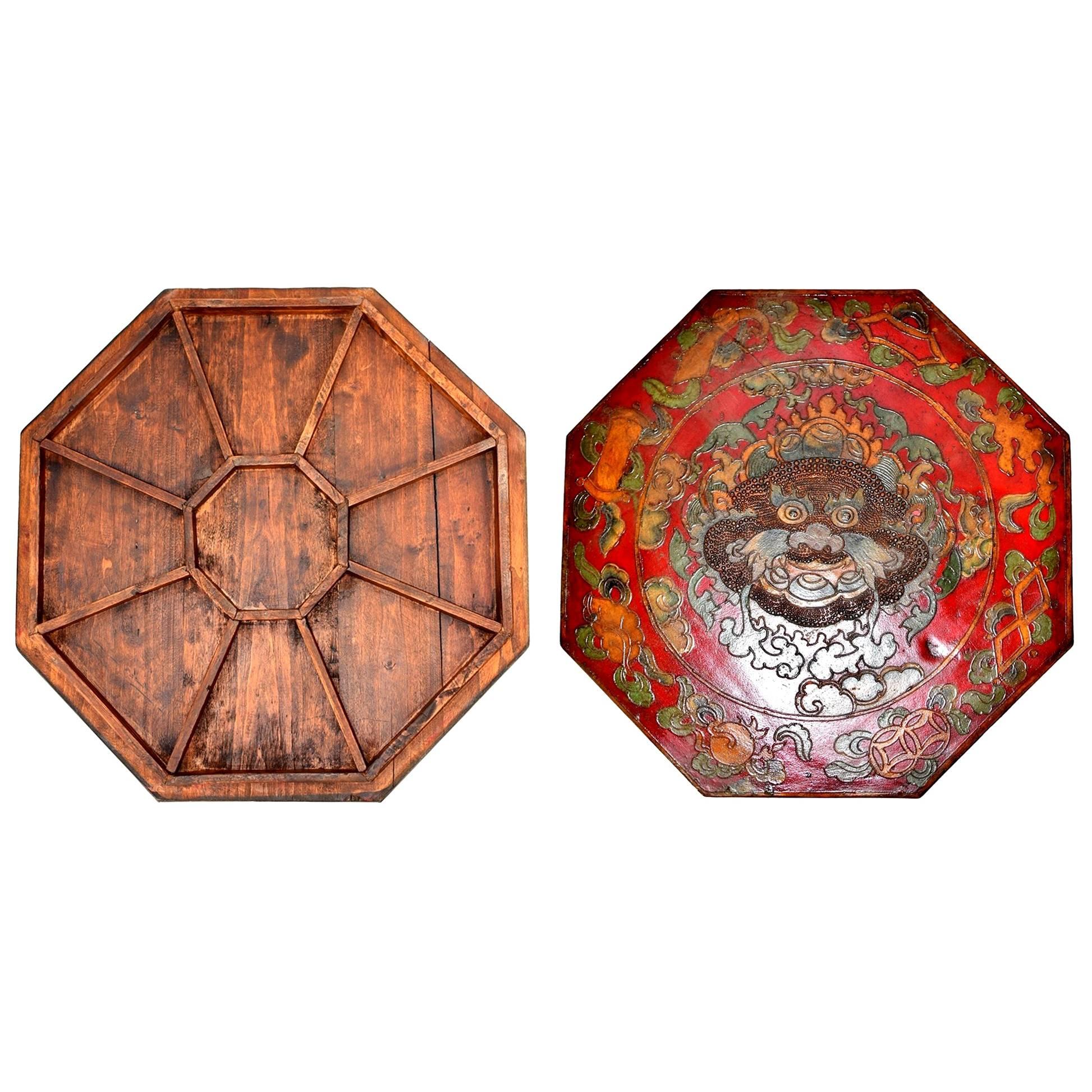 Boîte octogonale tibétaine:: plateau Feng Shui Bagua