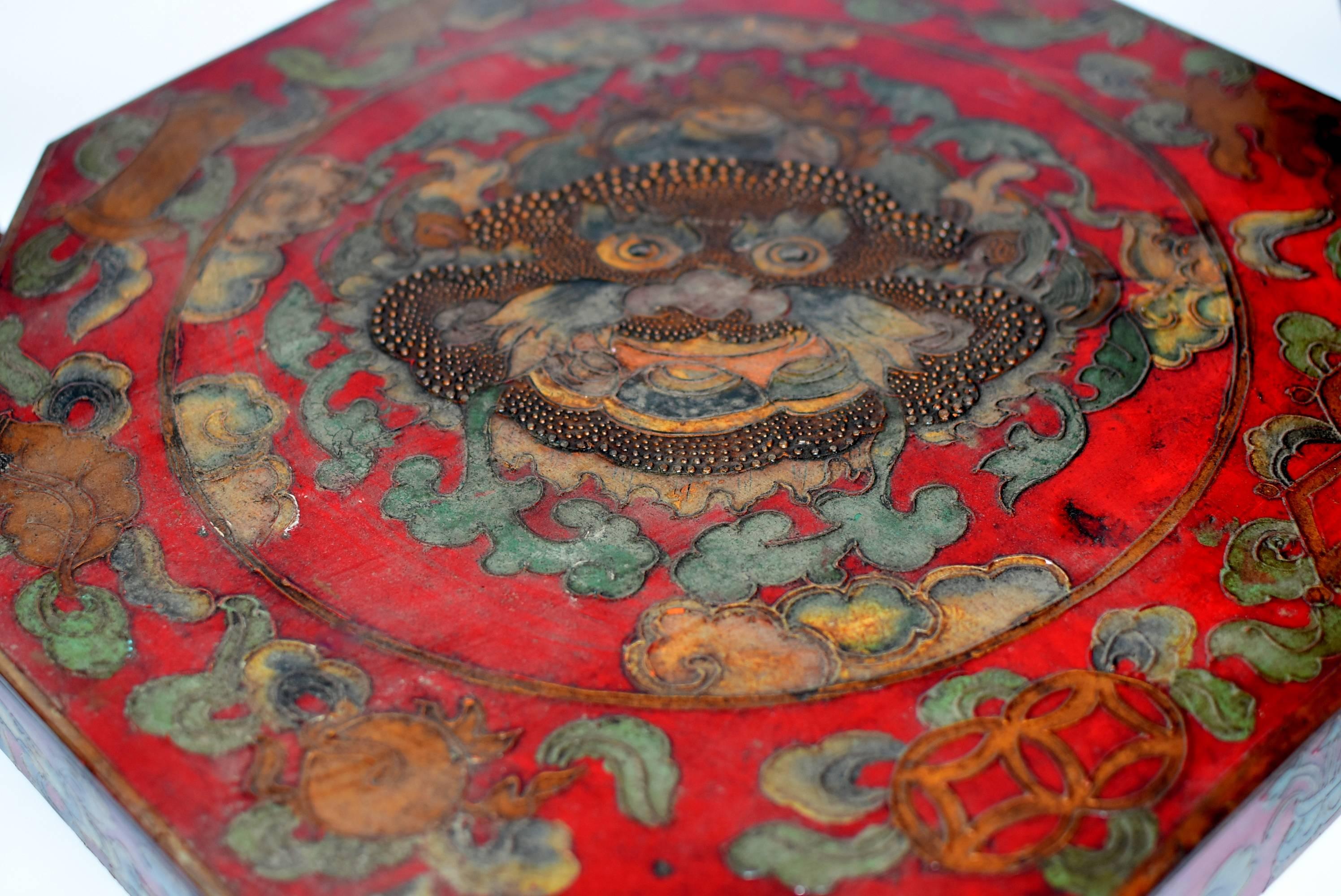 Boîte octogonale tibétaine:: plateau Feng Shui Bagua 8