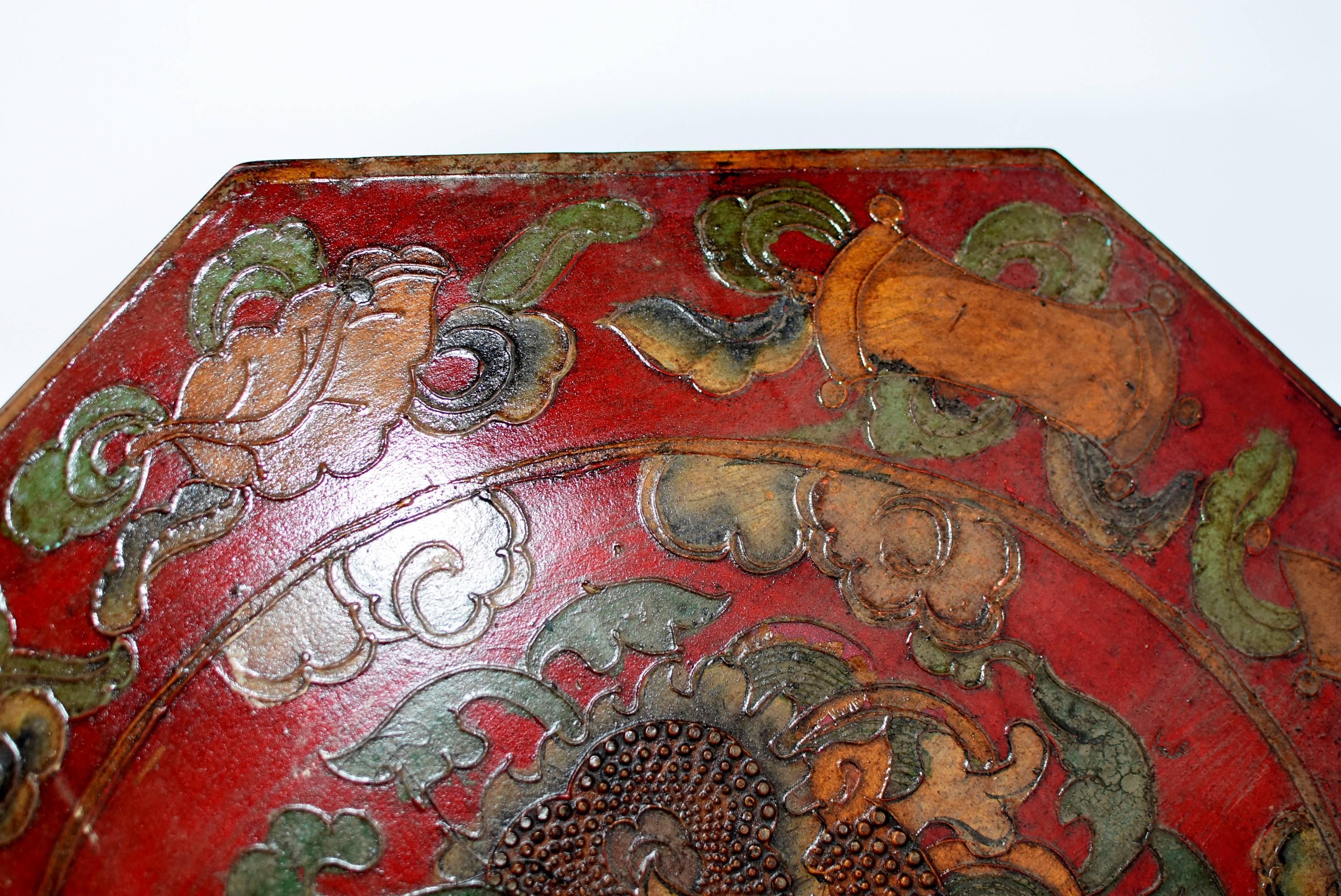 Boîte octogonale tibétaine:: plateau Feng Shui Bagua 12
