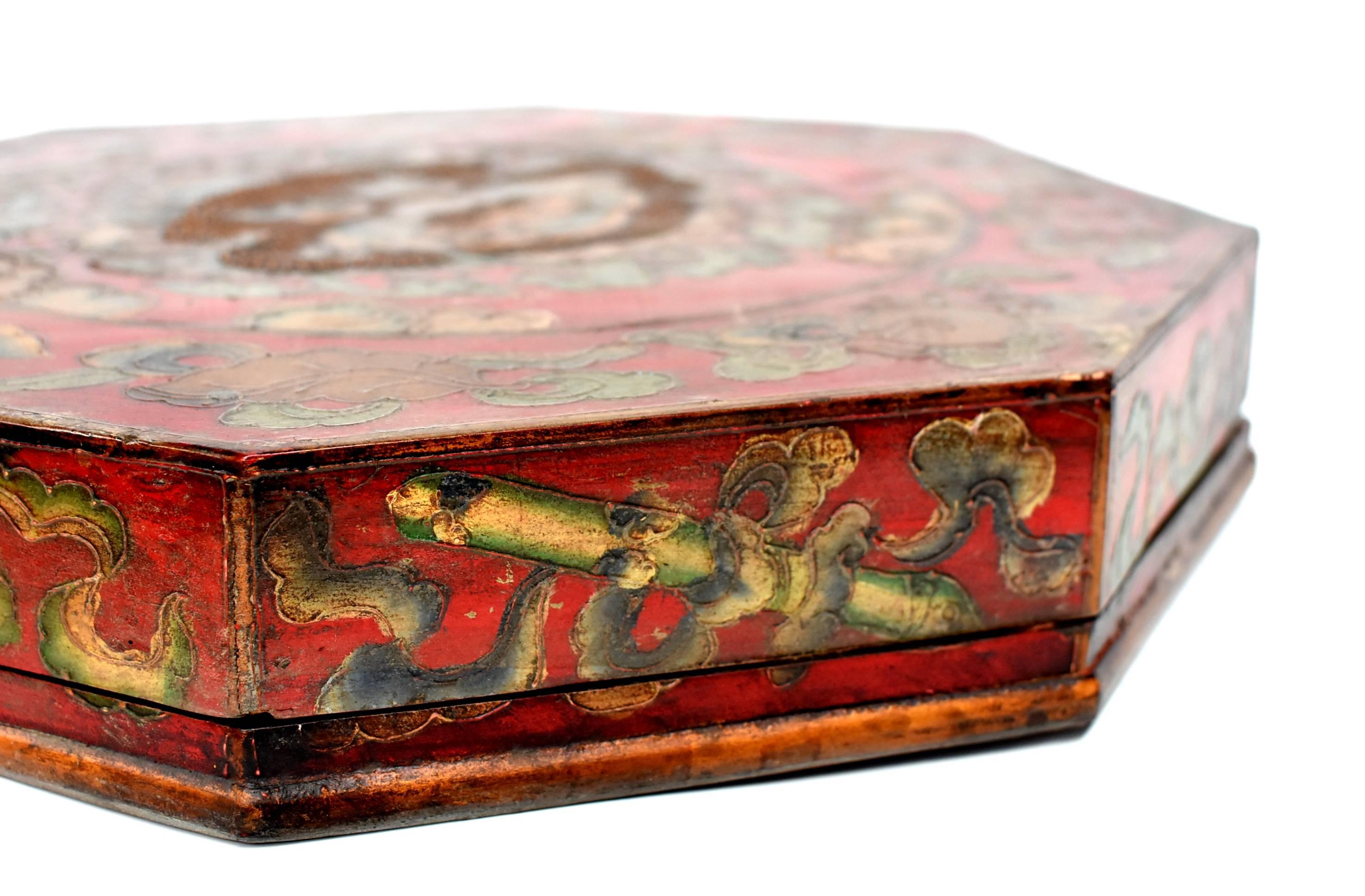XXIe siècle et contemporain Boîte octogonale tibétaine:: plateau Feng Shui Bagua