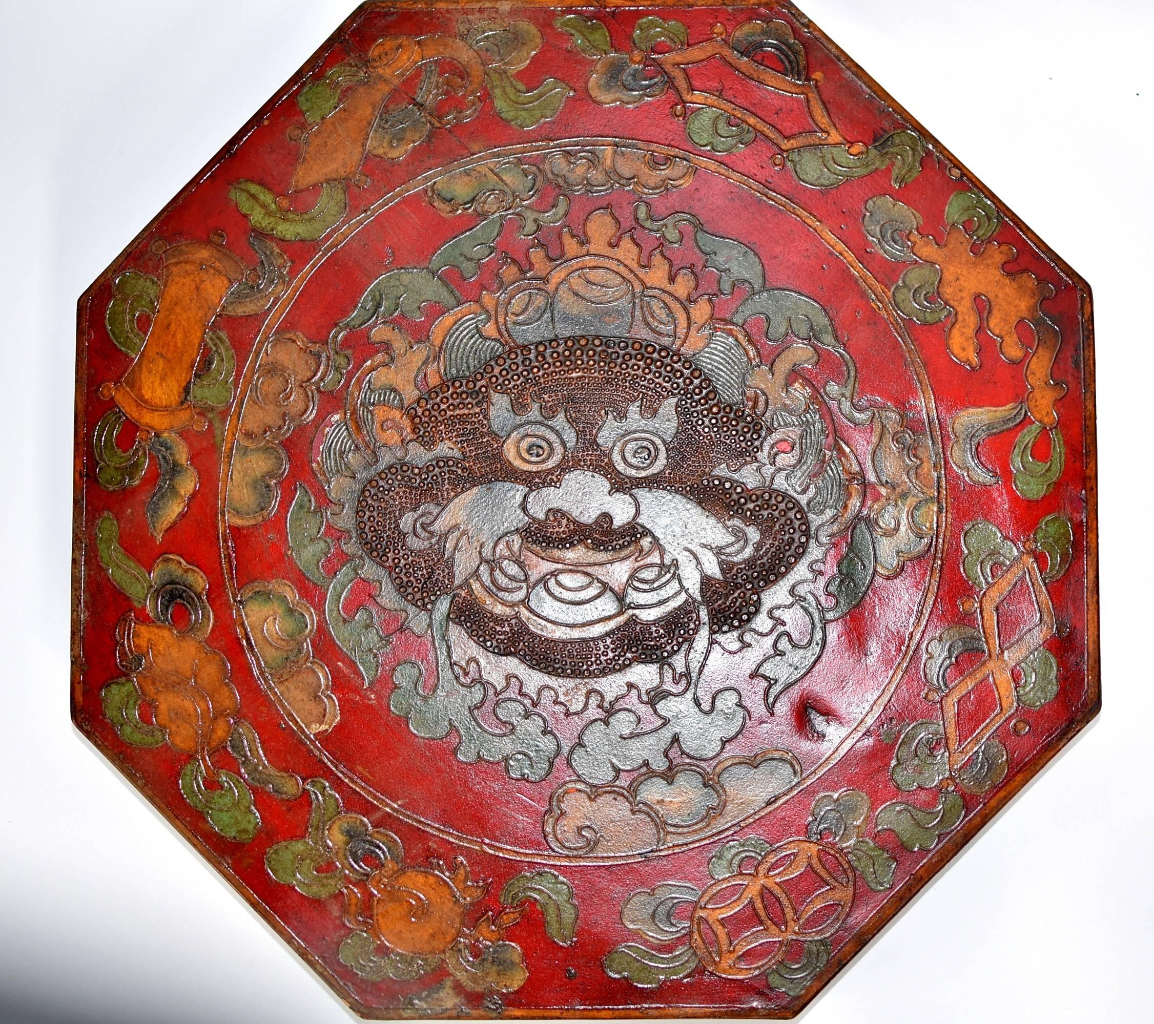 Boîte octogonale tibétaine:: plateau Feng Shui Bagua 1