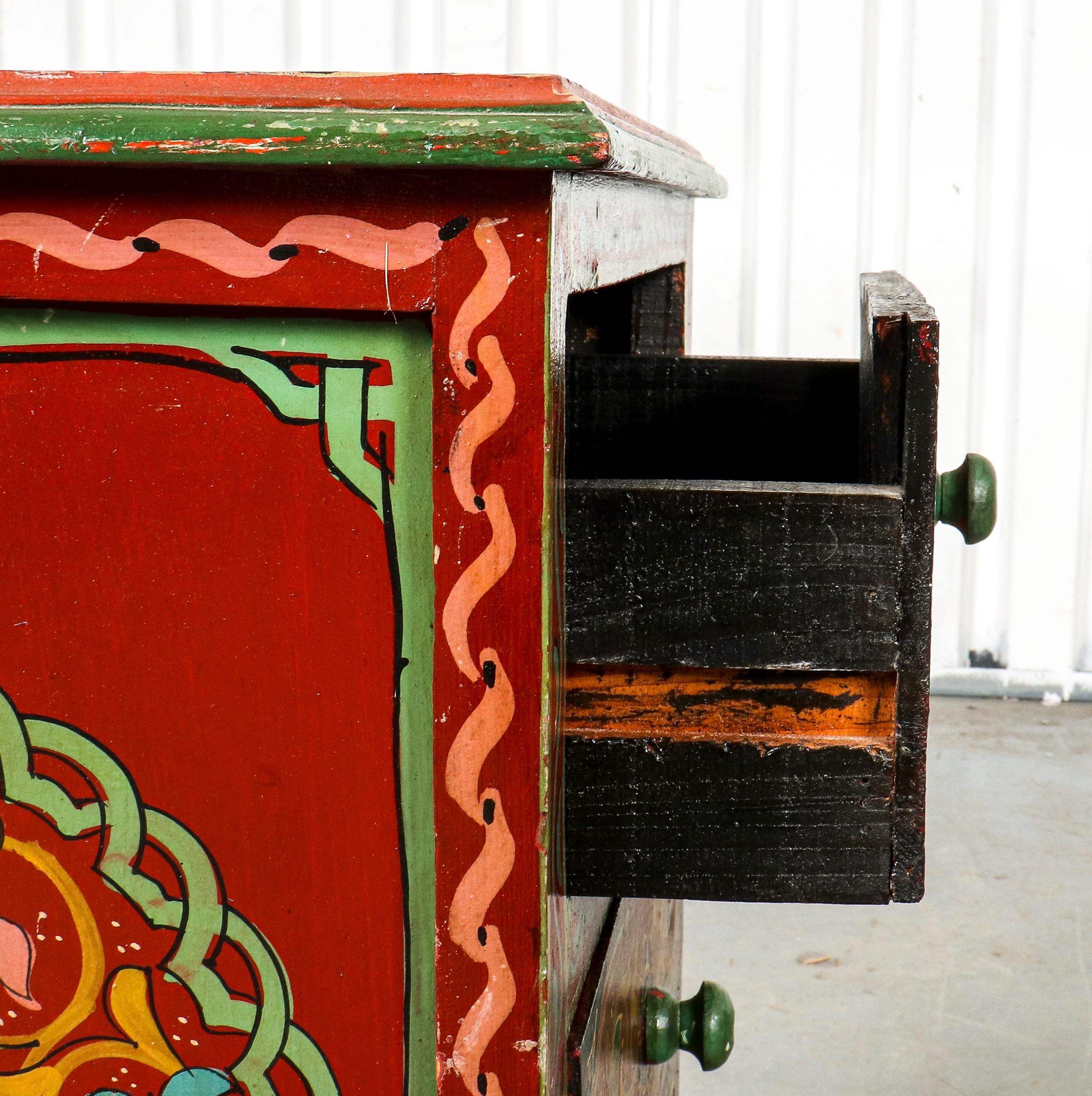 Tibetan Paint Decorated Chest of Drawers For Sale 2
