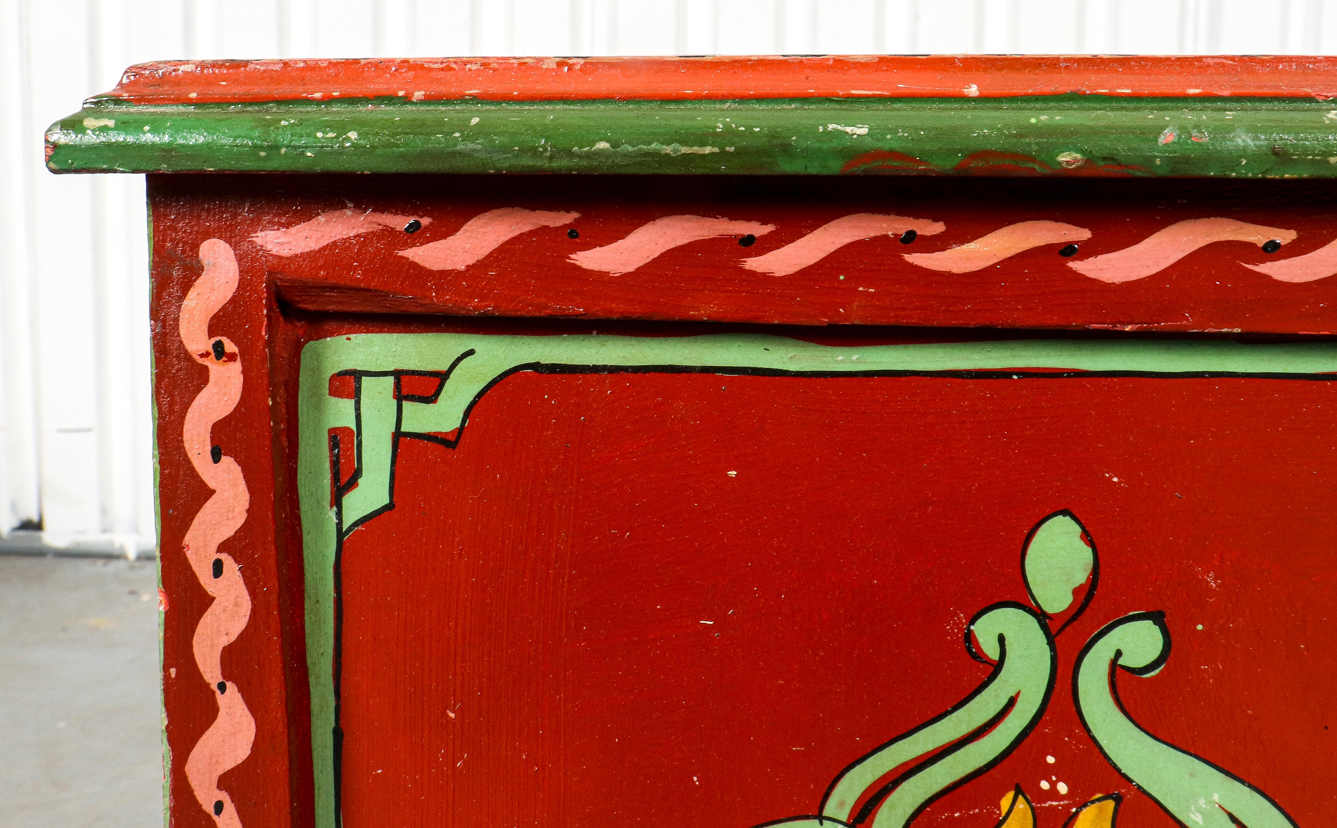 Tibetan Paint Decorated Chest of Drawers In Good Condition For Sale In New York, NY