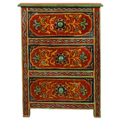 Vintage Tibetan Paint Decorated Chest of Drawers